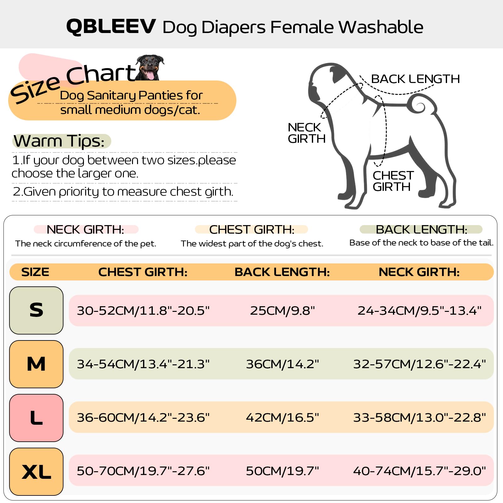 Qbleev Dog Diapers Female Washable Sanitary Pantie With Adjustable Suspender, Reusable Doggie Period Panties, Pet Underwear Diap