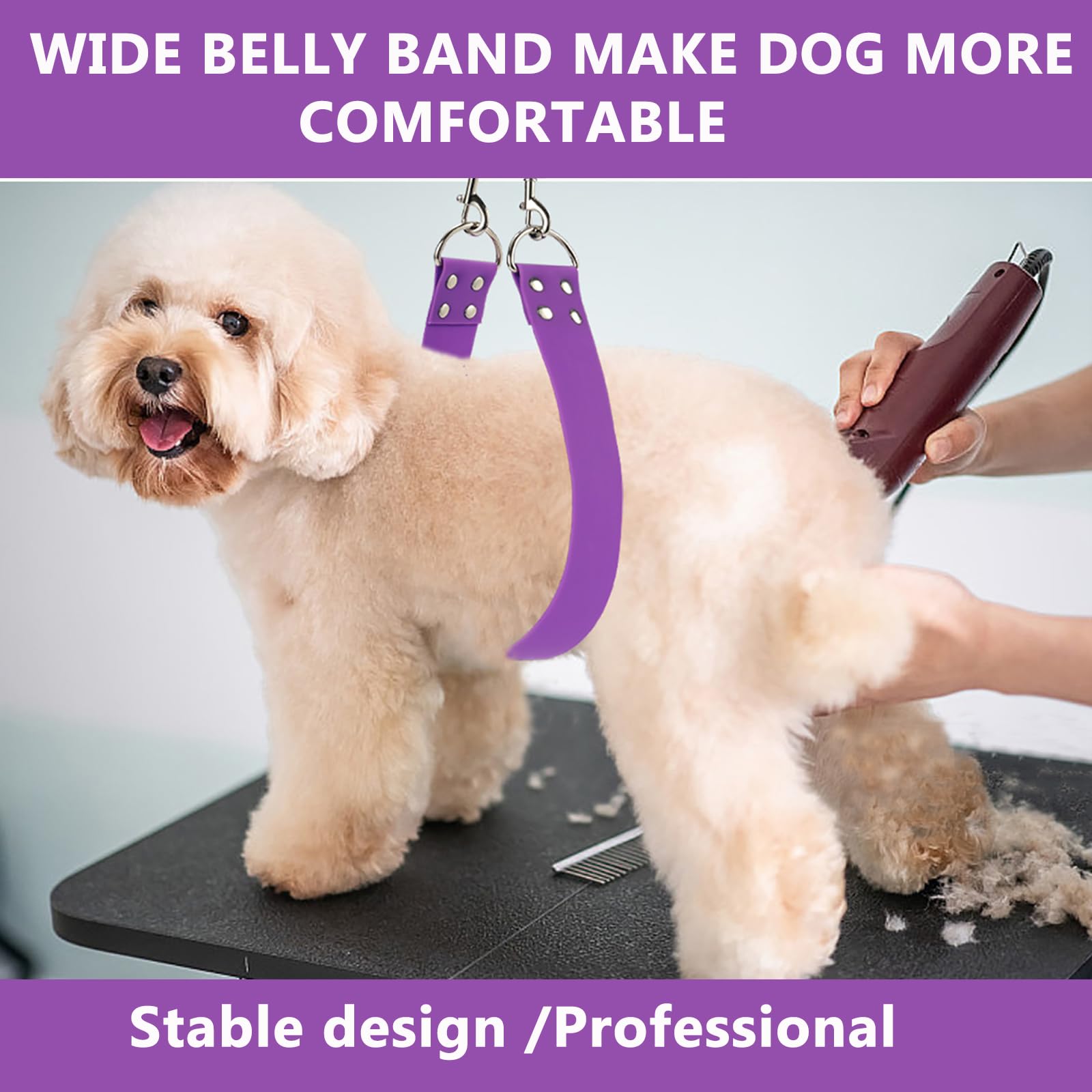 Dog Grooming Belly Band - Pet Grooming Belly Straps Pink Groomer Belly Support 2'' Wide Waterproof Strong Pvc Dogs Loop With Adj