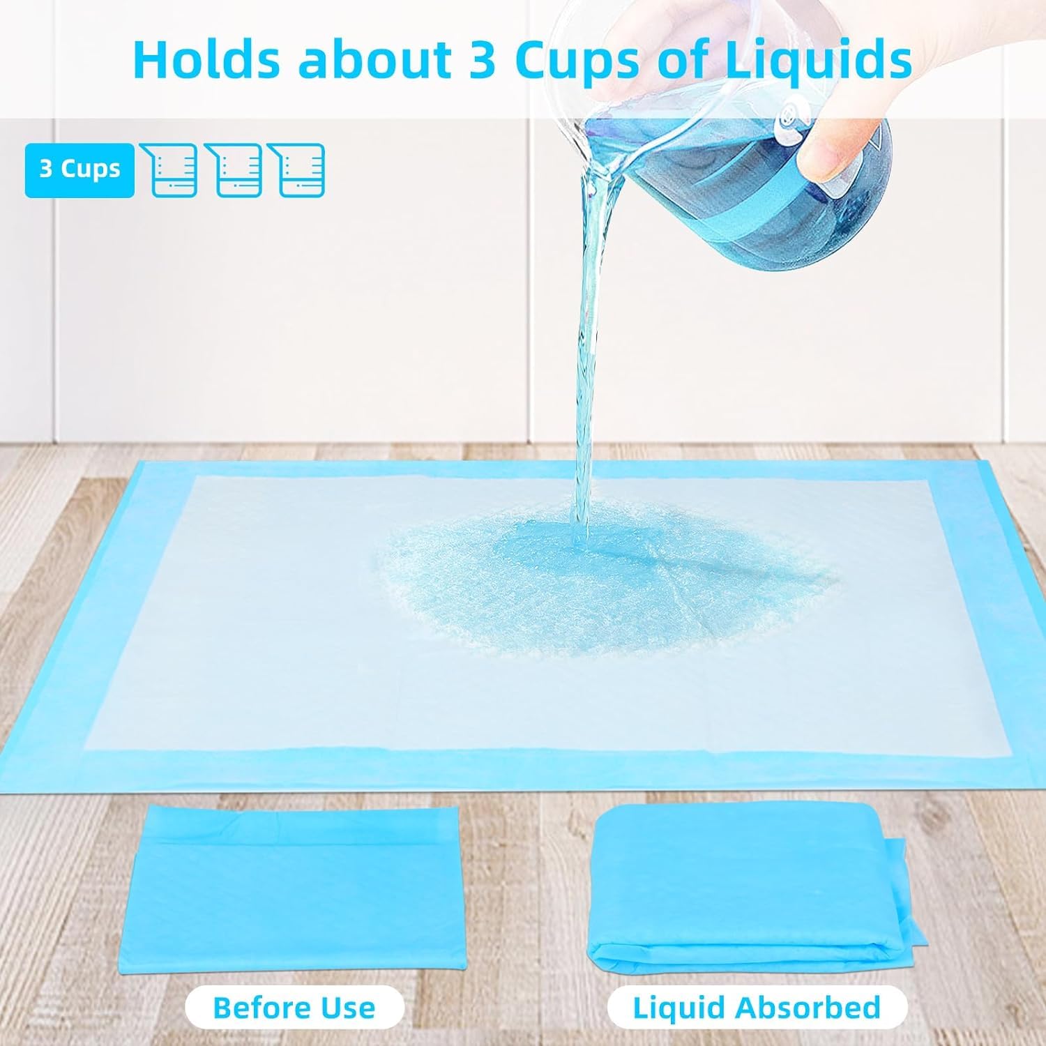 Super Absorbent Waterproof Dog and Puppy Pet Training Pad, Housebreaking Pet Pad, 200-Count Small-Size, 22x22, Blue