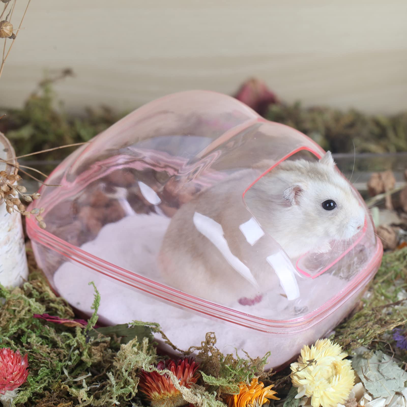 Bucatstate Hamster Sand Bath Container Transparent Hamster Dust Bath Kit Dwarf Toilet With Scoop Set Cage Accessories For Small Animals,Gerbil,Syrian Hamster,Mouse(Blue, Medium)