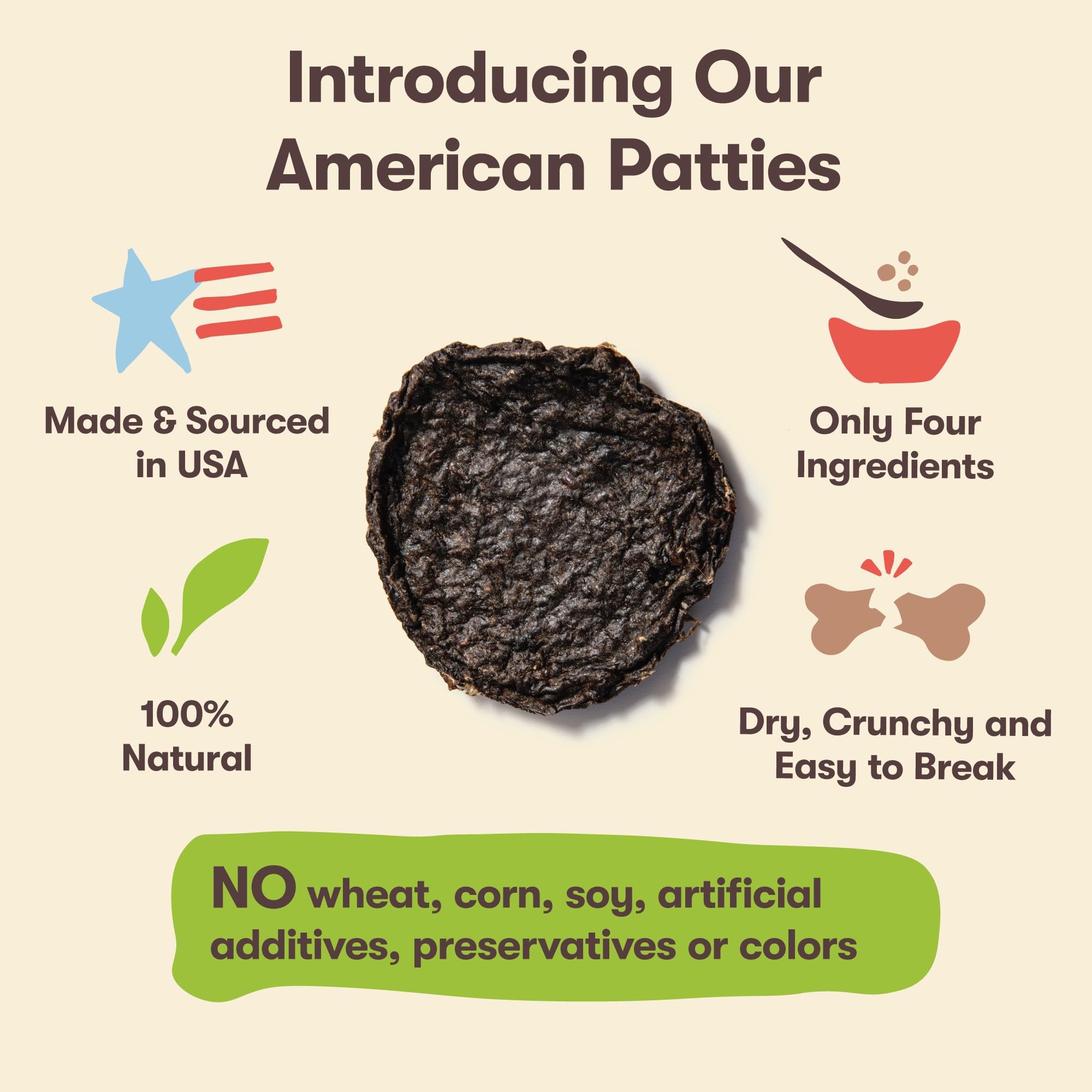 Pet n Shape All American Beef Lung Patties Dog Treats - Made and Sourced in The USA, 1lb Bag