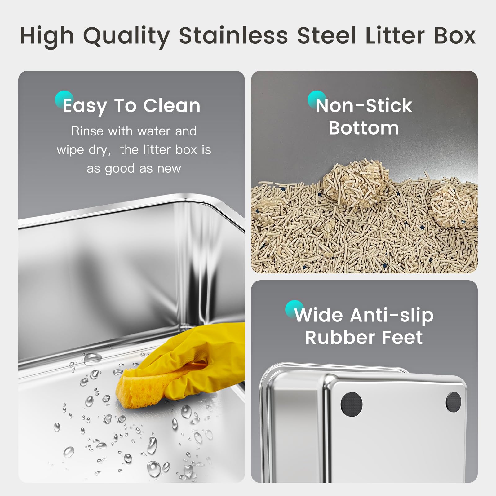 Tripamin XL Stainless Steel Cat Litter Box Enclosure, XX-Large, Translucent Black, Upgraded-ZH2025CA