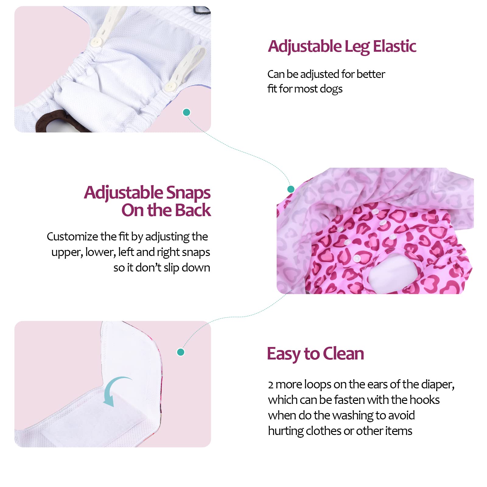 Cutebone Female Dog Diapers With Skirts 3 Pack Reusable Puppy Dresses Pants For Heat Cycle Period Qbd07S