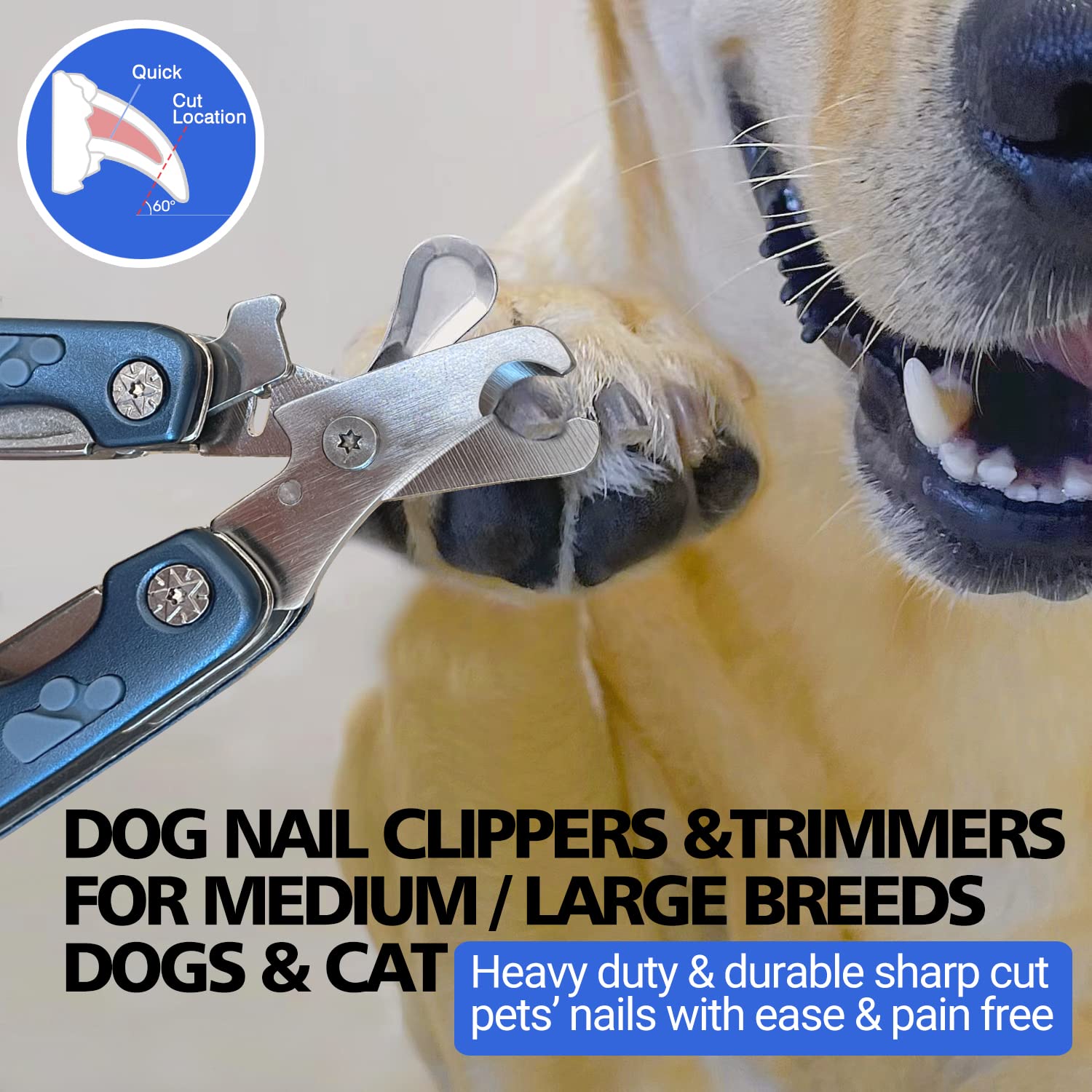 Professional Dog Nail Clipper For Sensitive Dogs,Dog Nail Trimmer For Large Medium Small Breeds,Sharp Puppy Dog Toenail Clipper