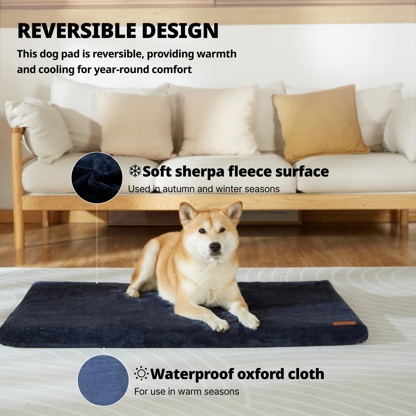 LIORCE Dog Crate Pad - Memory Foam Pet Bed, 36" x 23", Dark Grey, Removable Washable Cover, Waterproof Lining, Reversible Design