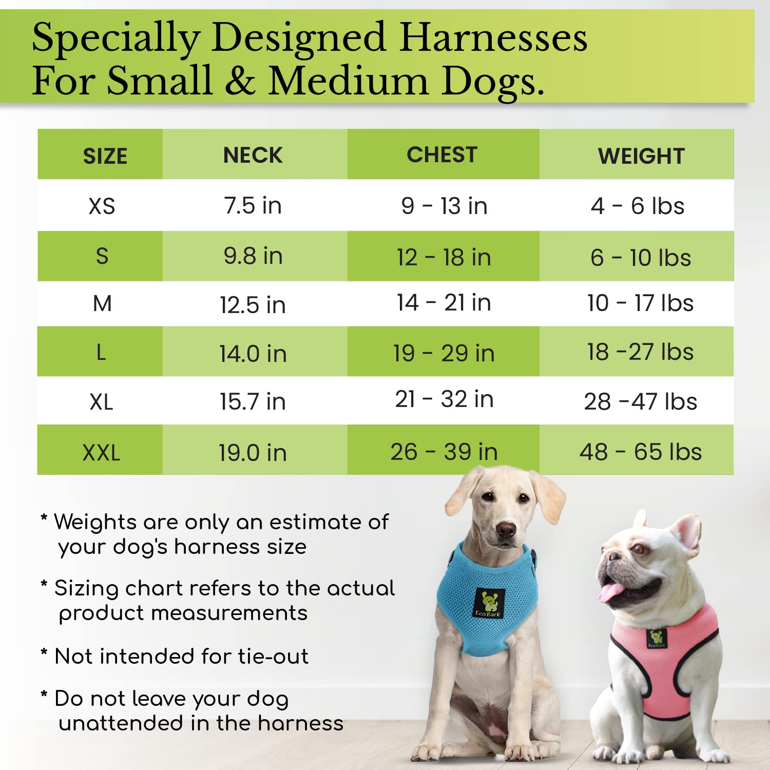 Ecobark Dog Harness - Eco-Friendly Max Comfort Harnesses - Luxurious Soft Mesh Halter - Over The Head Harness Vest- No Pull And No Choke For Puppy, Small Breeds & Medium Dogs (Large, Light Pink)