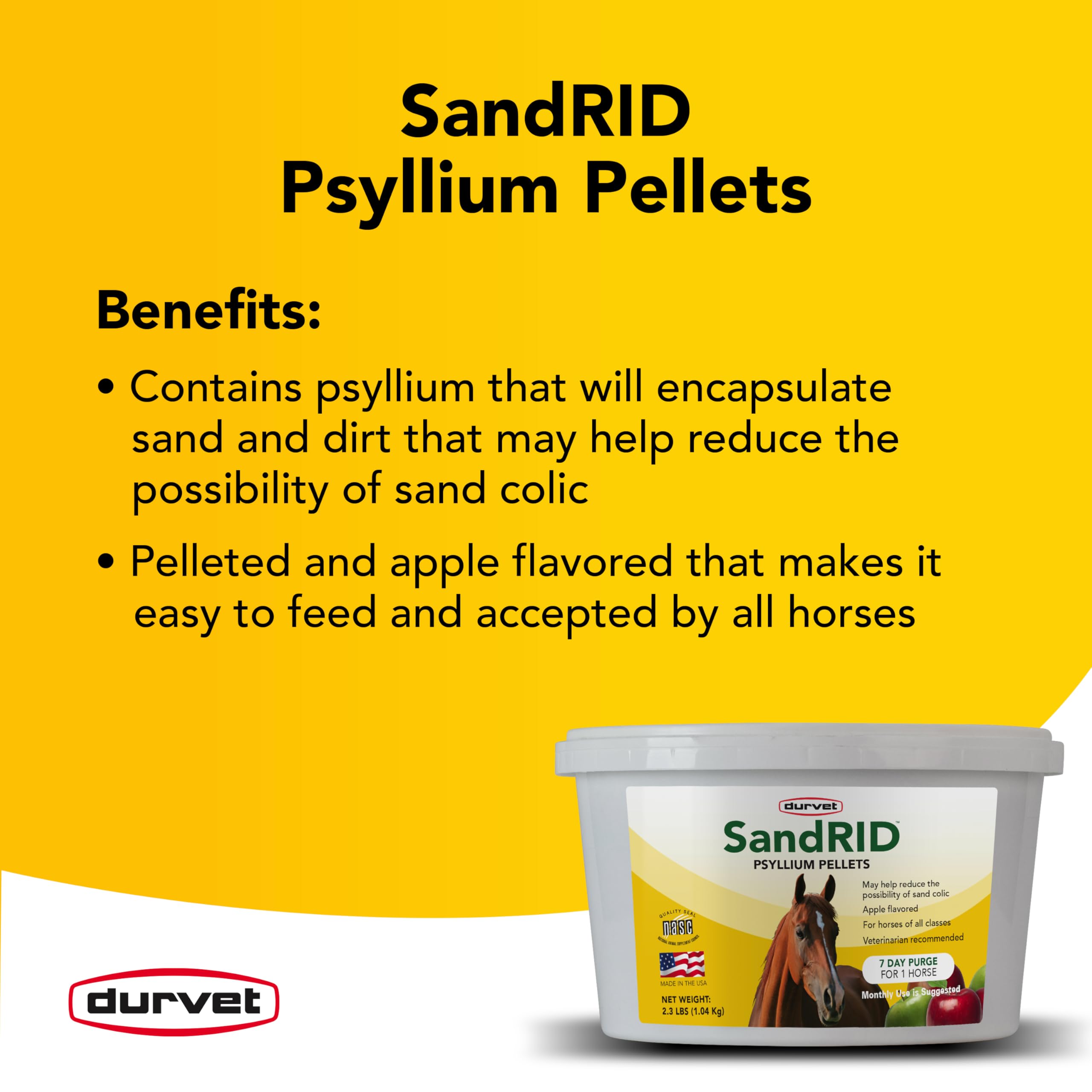 Durvet Sandrid Psyllium Pellets Value Pack for Equine, 2.3 lb - Model DURVET - 745801107199