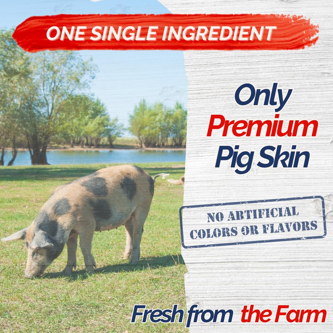 Fresh Farms 8 Pack 6-7    Pork Skin Knotted Bones Value Pack - Dog Chews for Medium and Large Dogs - Long Lasting, Highly Digest