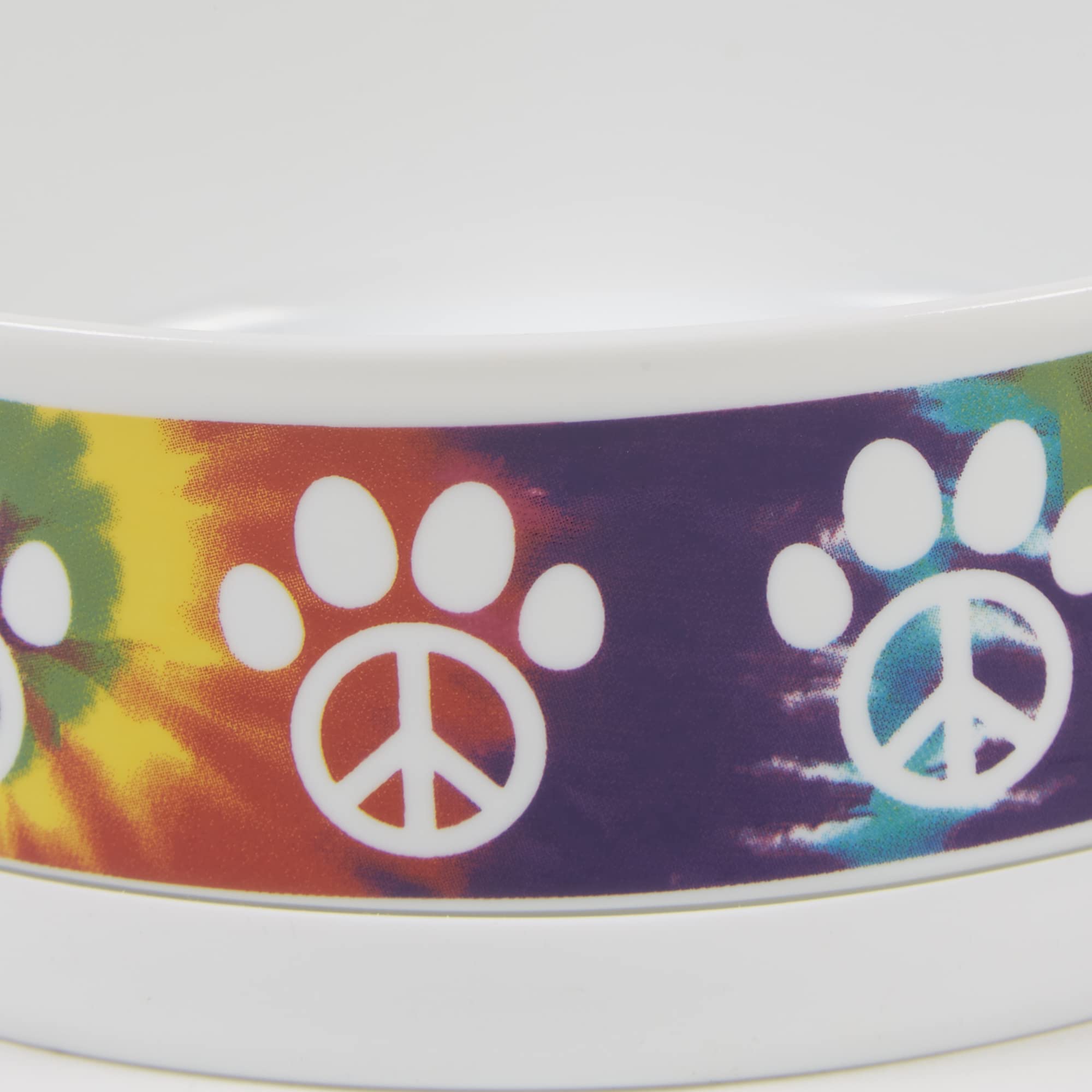 DII Pet Bowl Peace Paw, Small 4.25Dx2H (Set of 2)