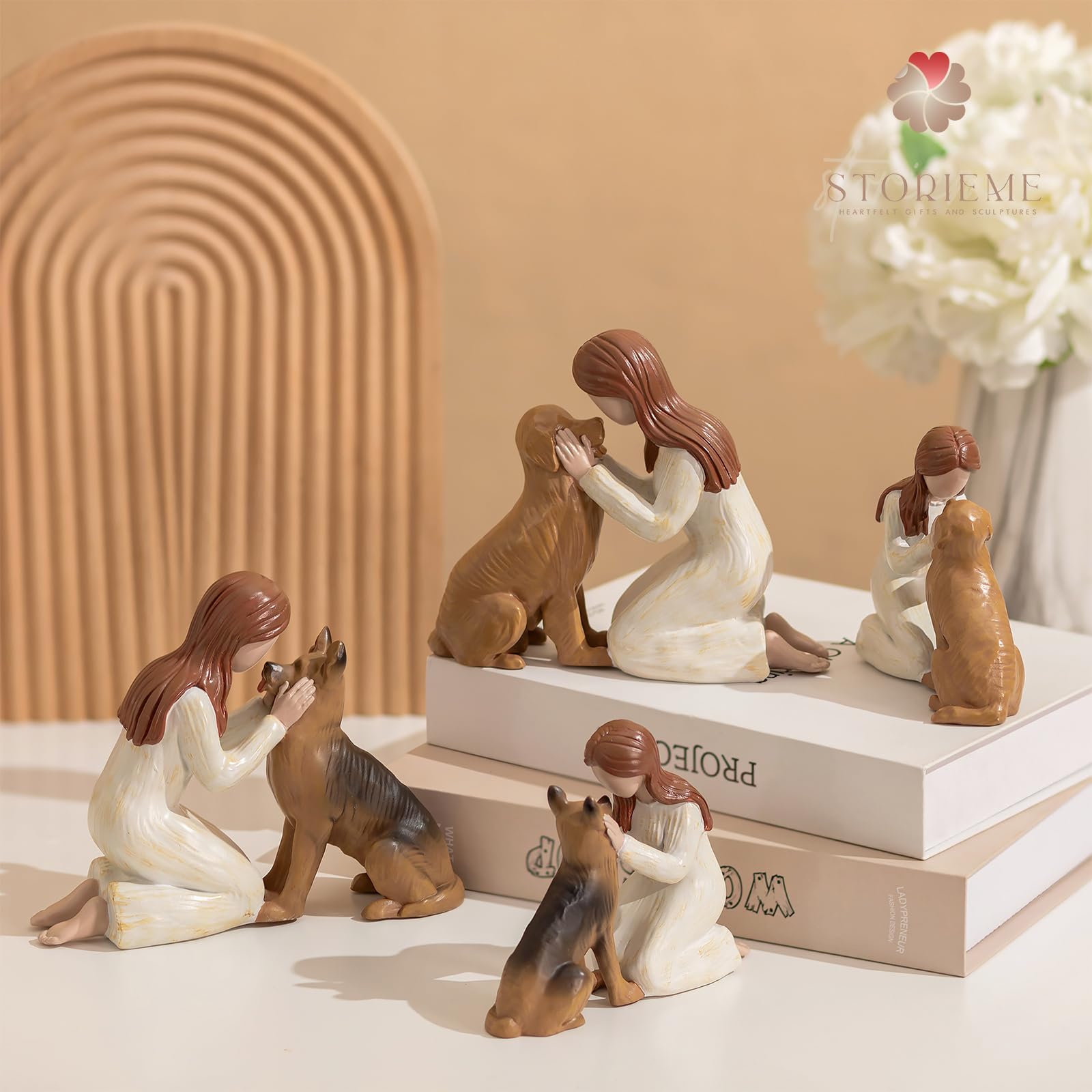 Storieme Golden Retriever Memorial Figurine - Pet Bereavement Statue for Dog Lovers - Small 5.2" x 4.3" - Beige