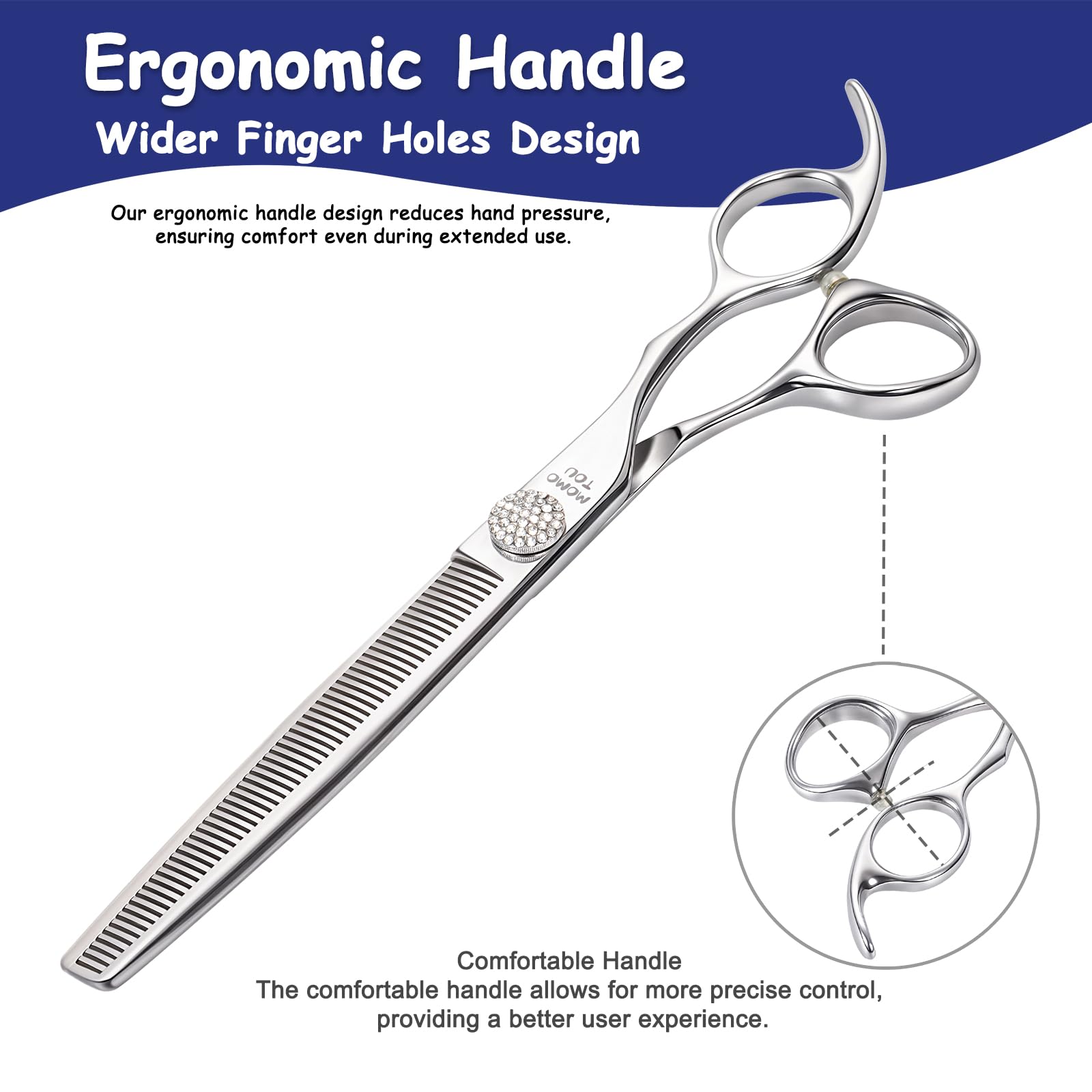 Momotou Professional Thinning Dog Grooming Scissors With Simulation Diamond 440C Stainless Steel Polished Pet Cat Thinner Blende