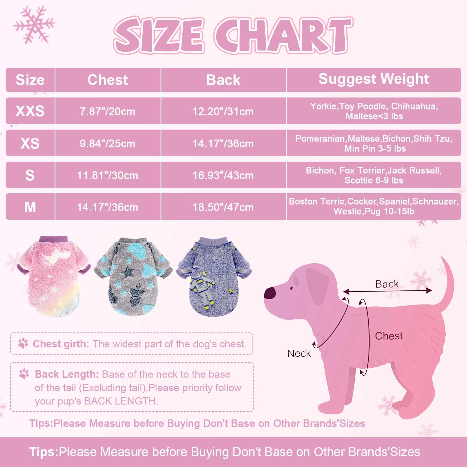 Kosiyi Glow Fleece Dog Clothes For Small Dogs, Warm Pullover Dog Sweatshirt, Winter Pet Coat Jacket Cat Costume, Female Male Pup