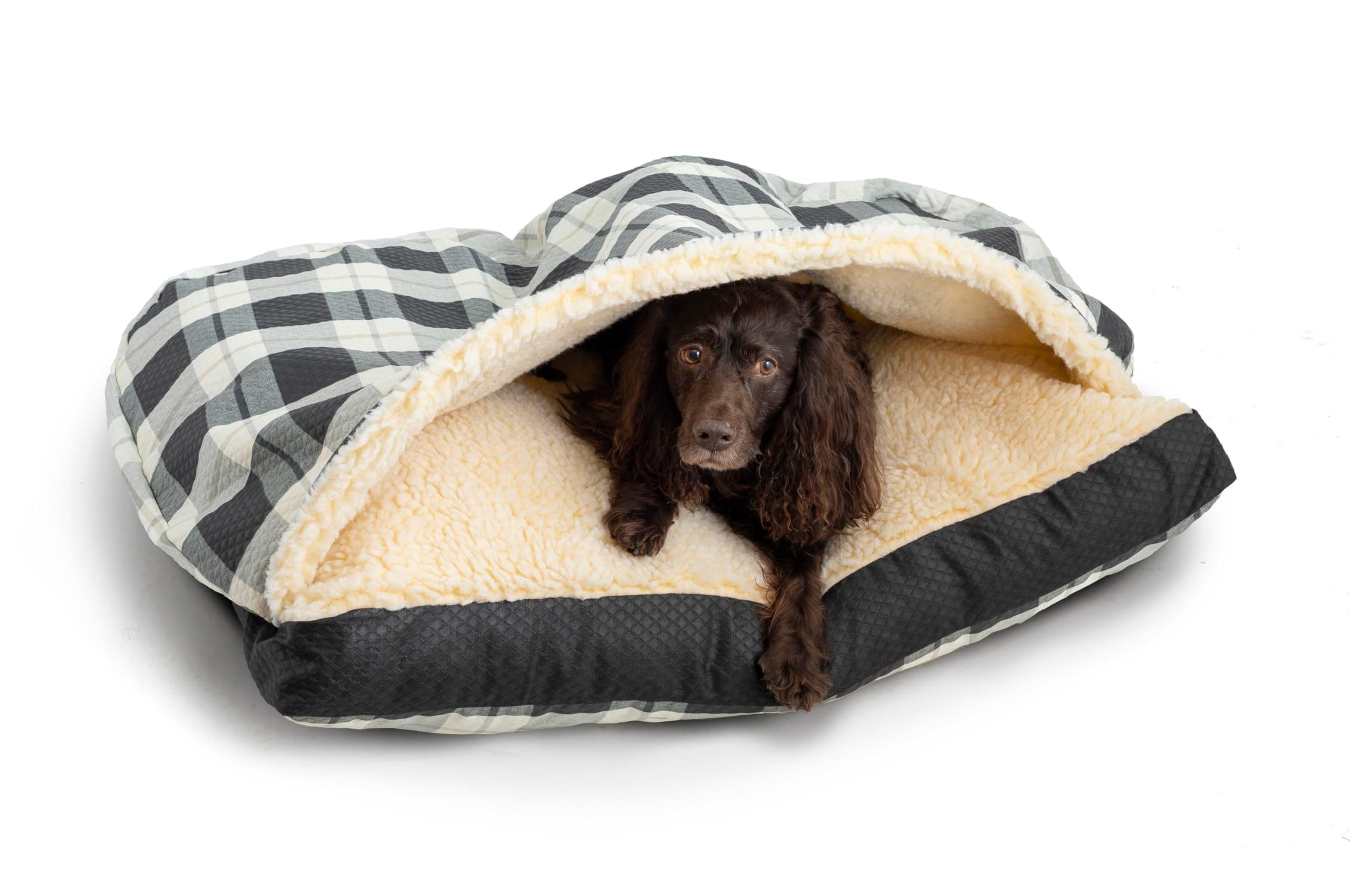 Snoozer Pet Products Luxury Rectangle Cozy Cave, Wag Collection, Medium, Barkely Black Diamond