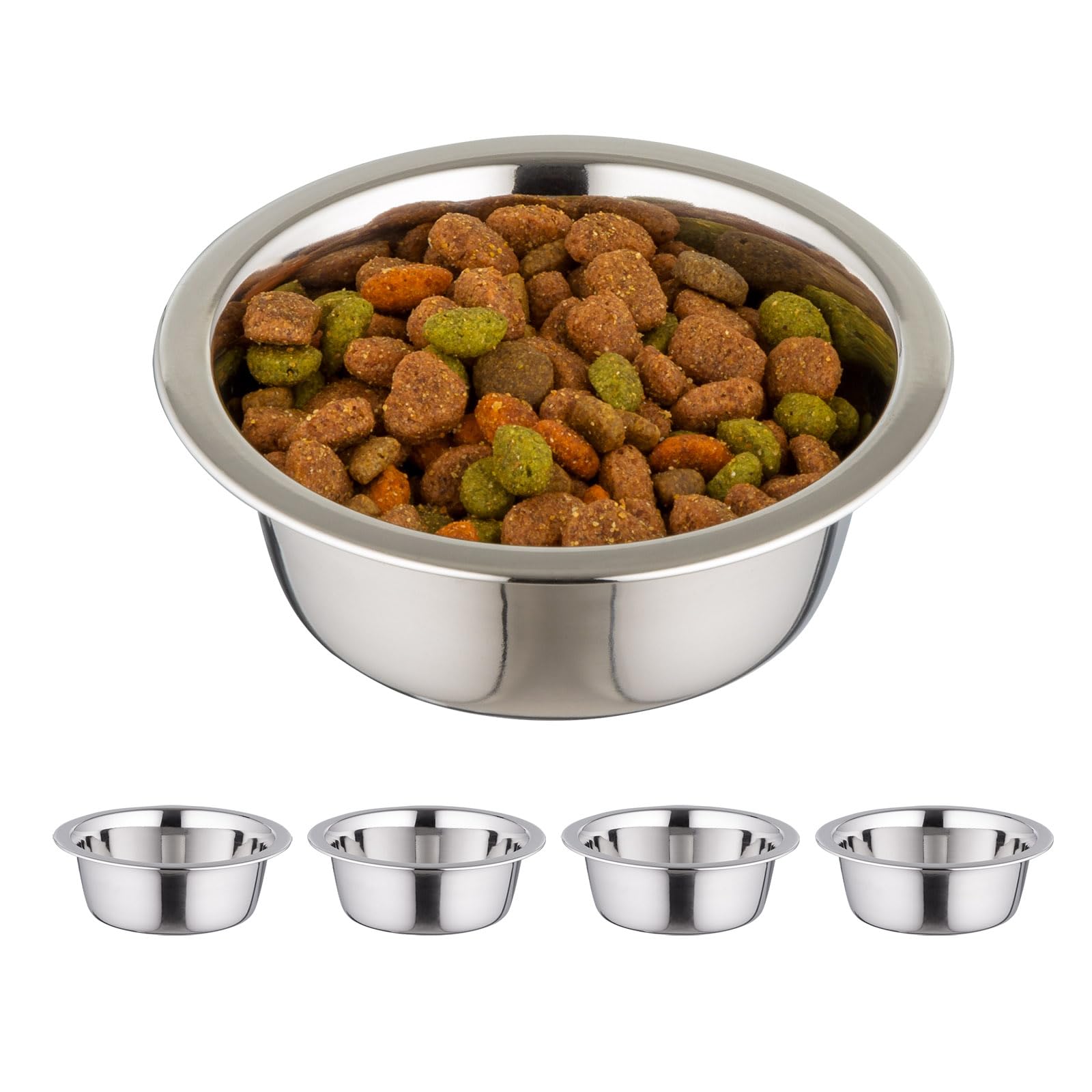IRIS USA 16 oz Stainless Steel Cat Bowls for Food & Water, Durable, Easy to Clean, Perfect for Cats and Kittens, 5 Pack