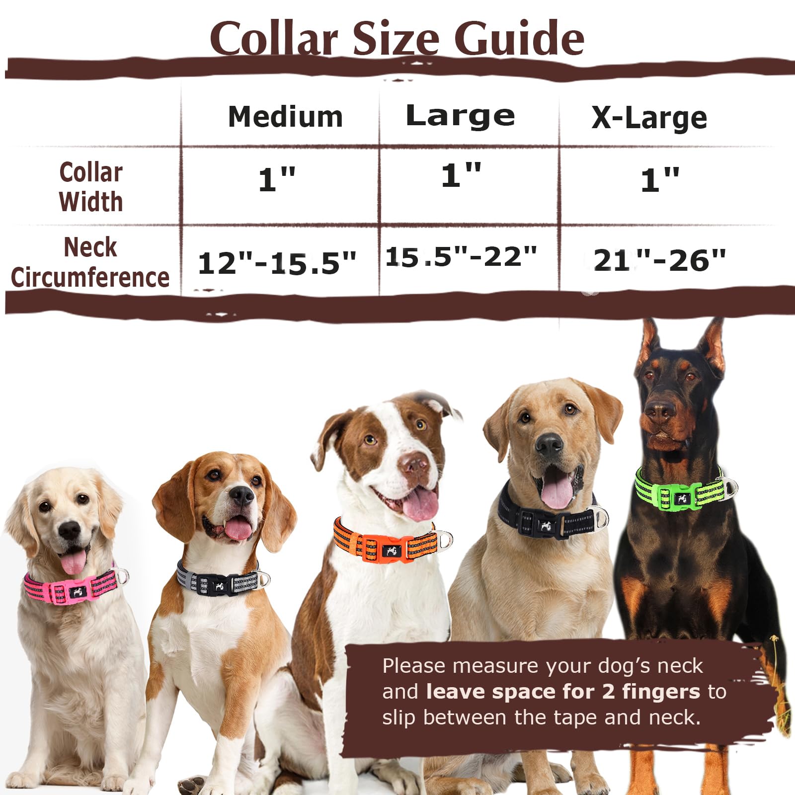 Reflective Dog Collar For Medium, Large & Extra Large Dogs - Adjustable Floral Design Stylish Gift Pet Collars For Walking, Runn