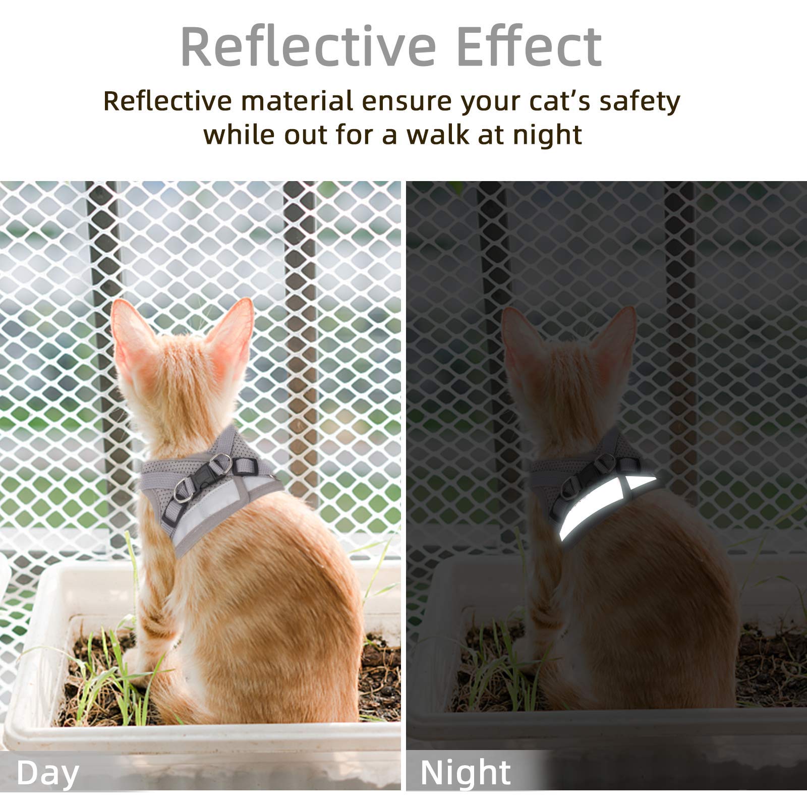 Ncmama Gray X-Small Adjustable Breathable Reflective Harness For Small Cats And Dogs