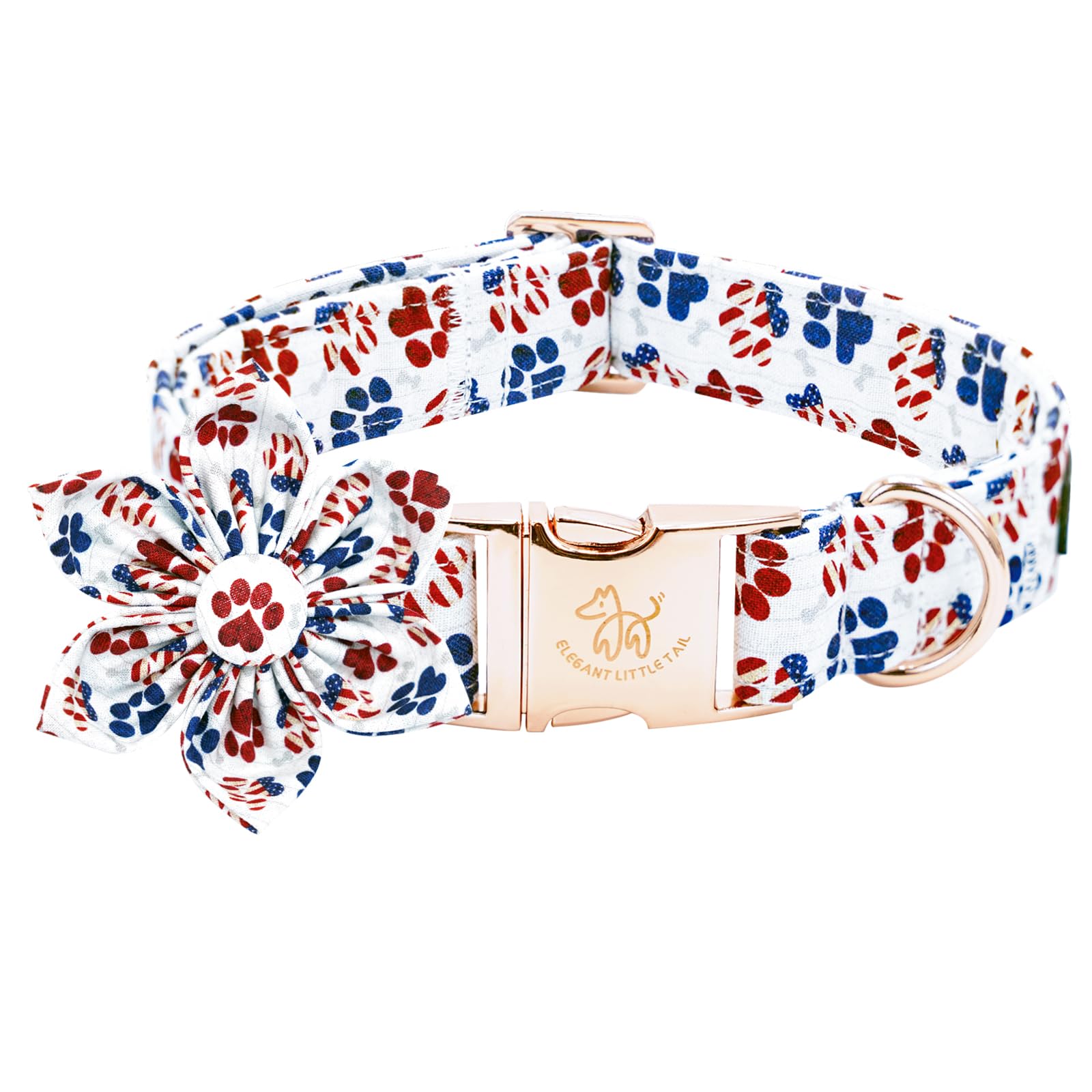 Independence Dog Collar, Patriotic Pet Collar With Flower American 4Th Of July Holiday Pet Gift Cotton Soft Flower Dog Boy Girl 