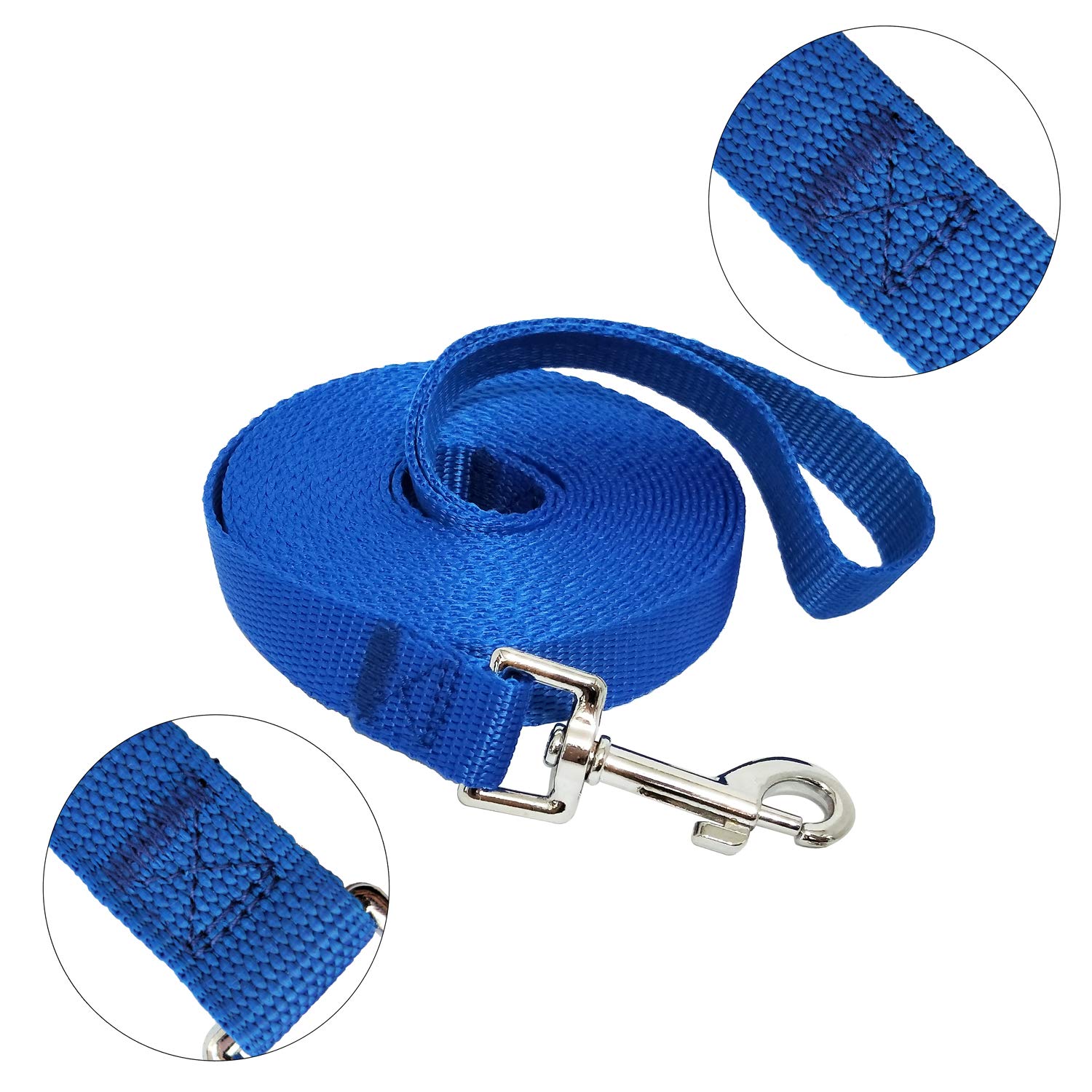 Nylon Training Dog Leash For Small Medium Large Dogs, 15Ft 20Ft 30Ft 50Ft Long Leash Dog/Puppy Lead For Obedience Recall Training, Camping (15Ft, Blue)