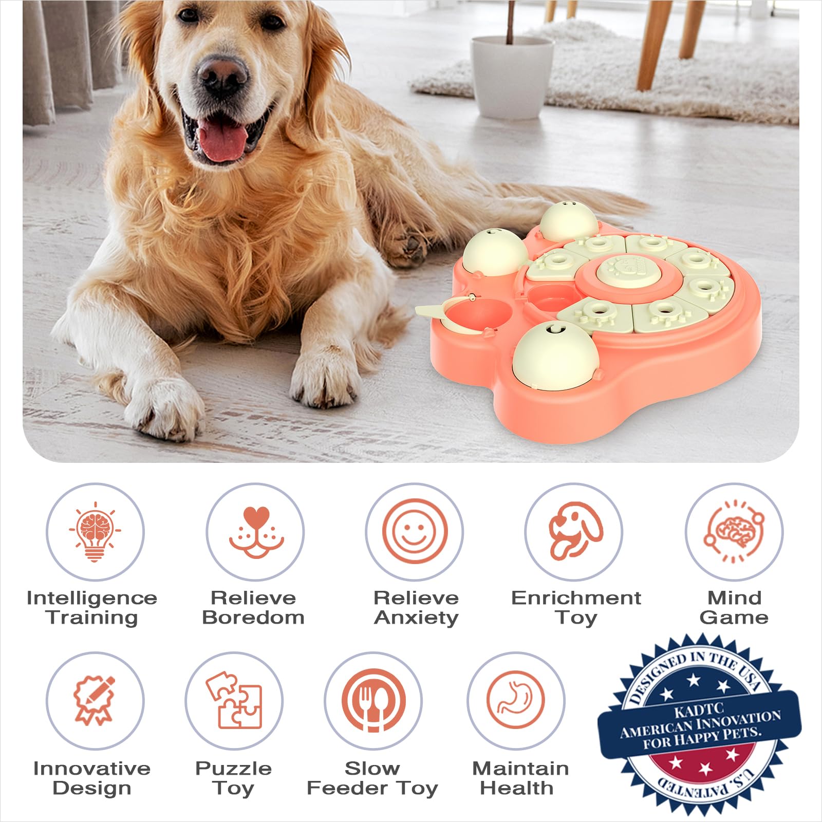 KADTC Level 1 Beginner Dog Puzzle Toy for Small/Medium/Large Dogs Treat Puzzles Slow Feeder Interactive Enrichment Food Dispense