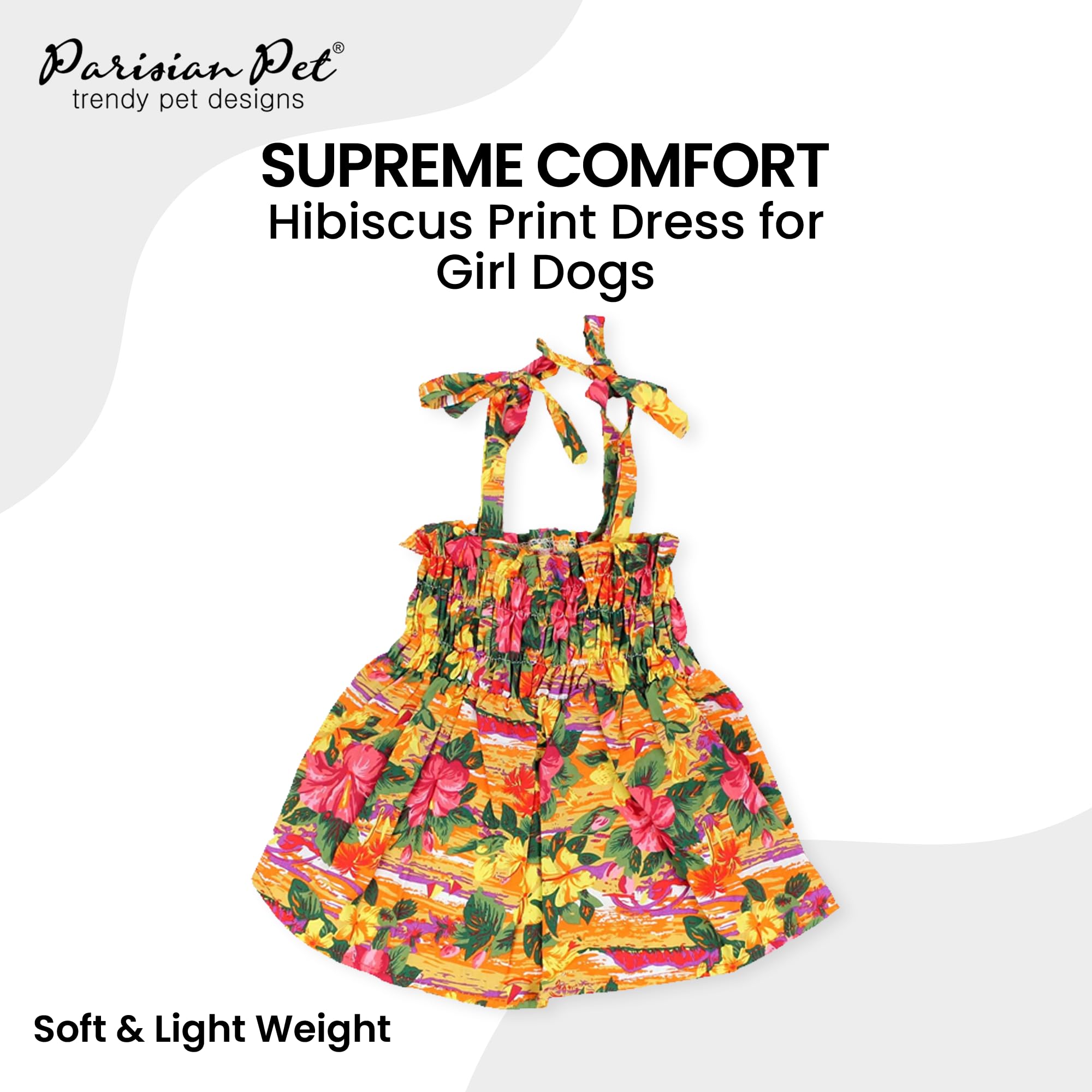 Parisian Pet Hawaiian Dog Dress - Floral Beach Outfit - Breathable Summer Clothes - Pull-Up Straps - Xs