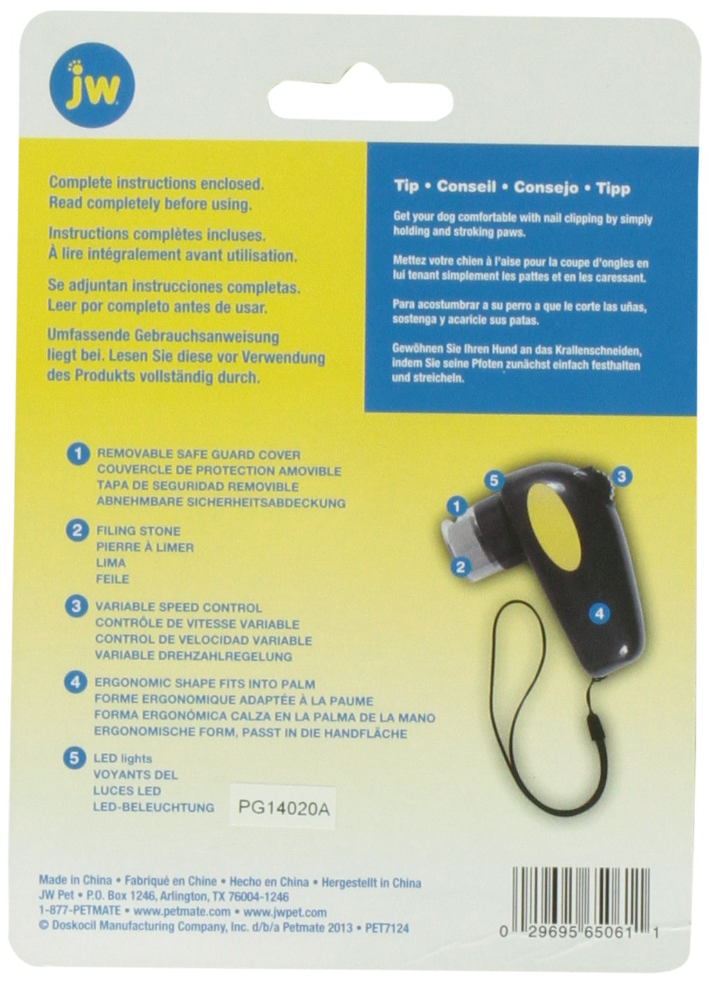 JW Pet Company Palm Nail Grinder for Dogs, Medium Size, Plastic Material, Model 65061
