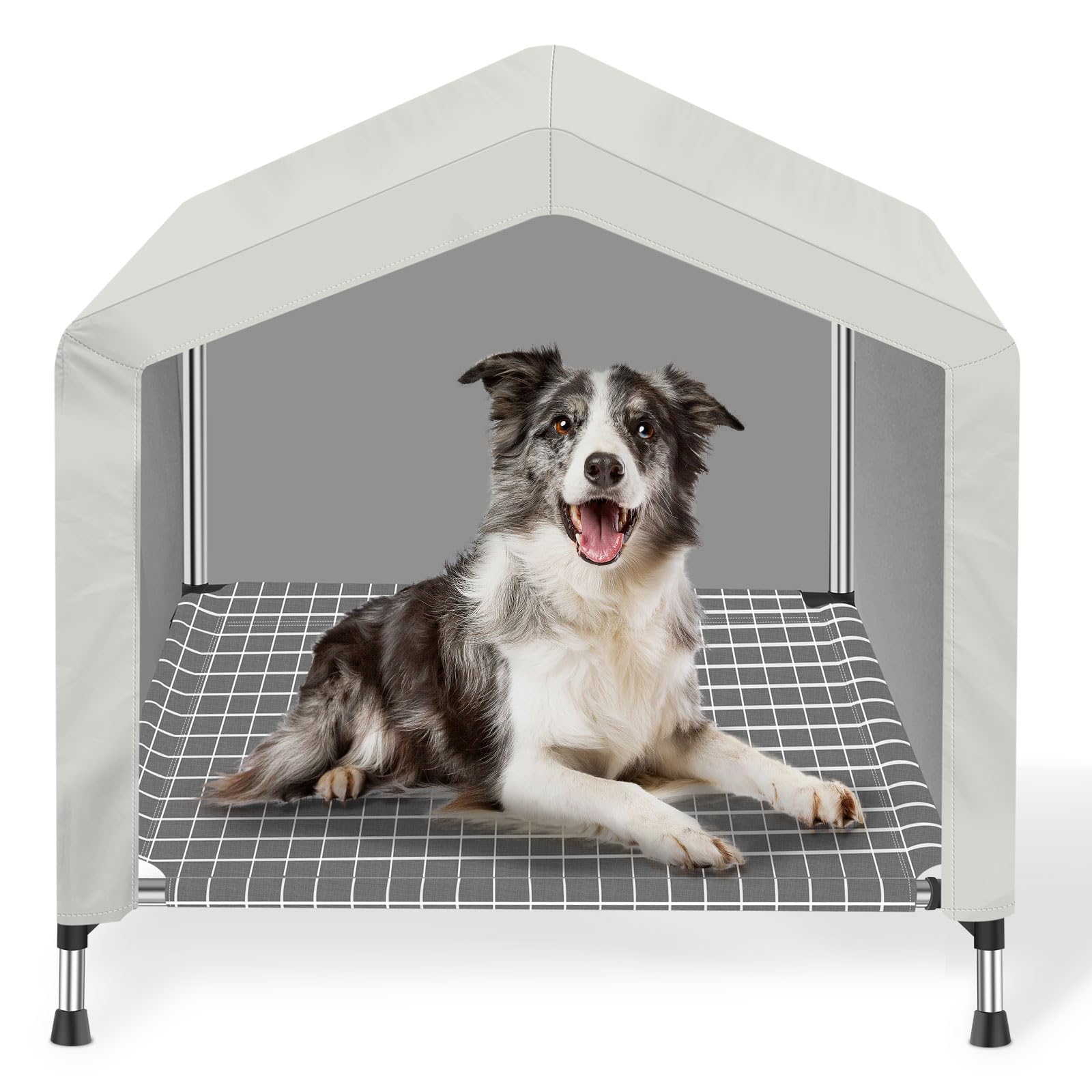 Elevated Dog House For Outdoor Or Indoor - Waterproof Dog Tent Cat House, Dog Sunshade Tent, Pet House With Removable Cover, Sui