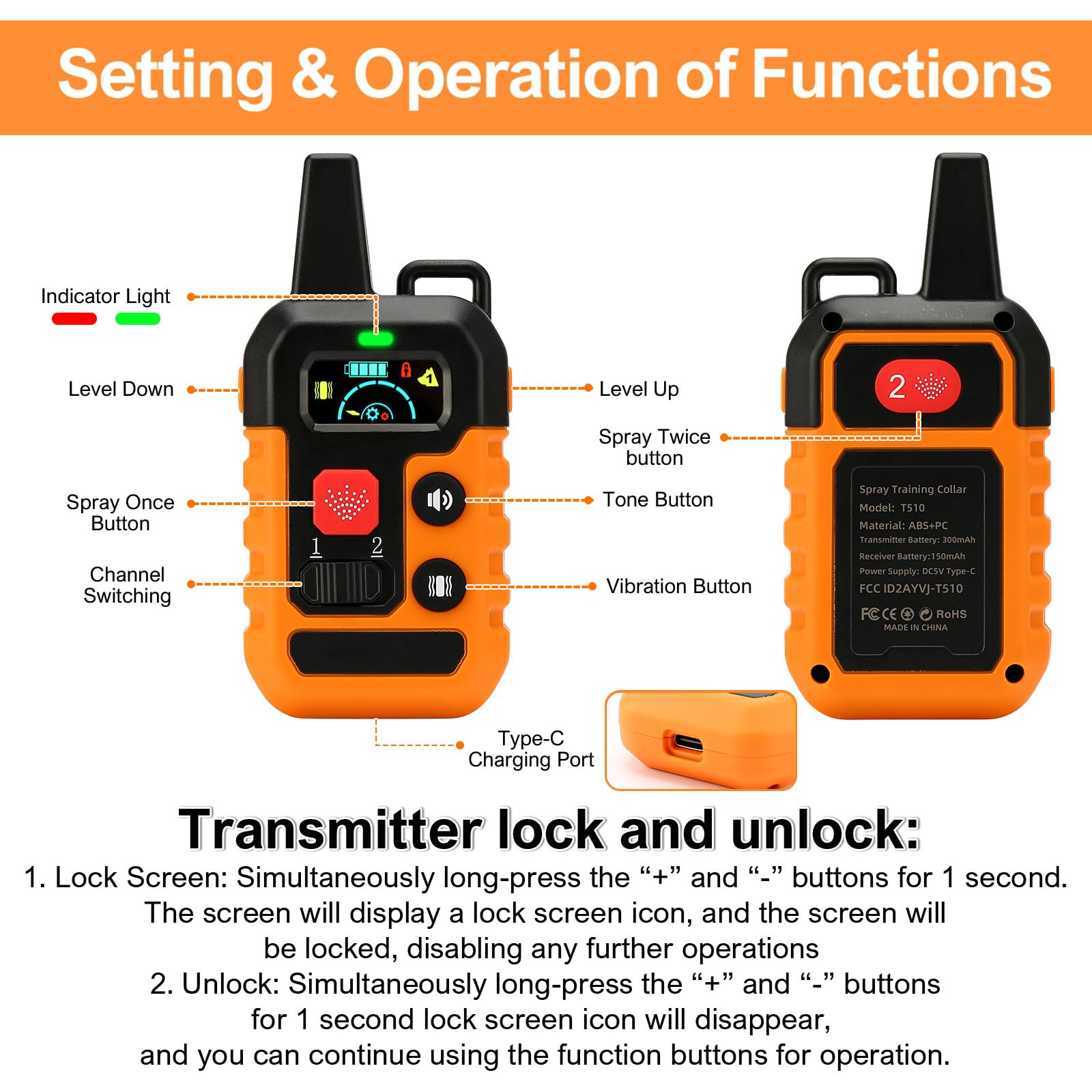 Citronella Training Collar For Dog, [No Citronella Refill] Spray Dog Training Collar With Beep/Vibration/Spray 4 Mode & 6 Adjust