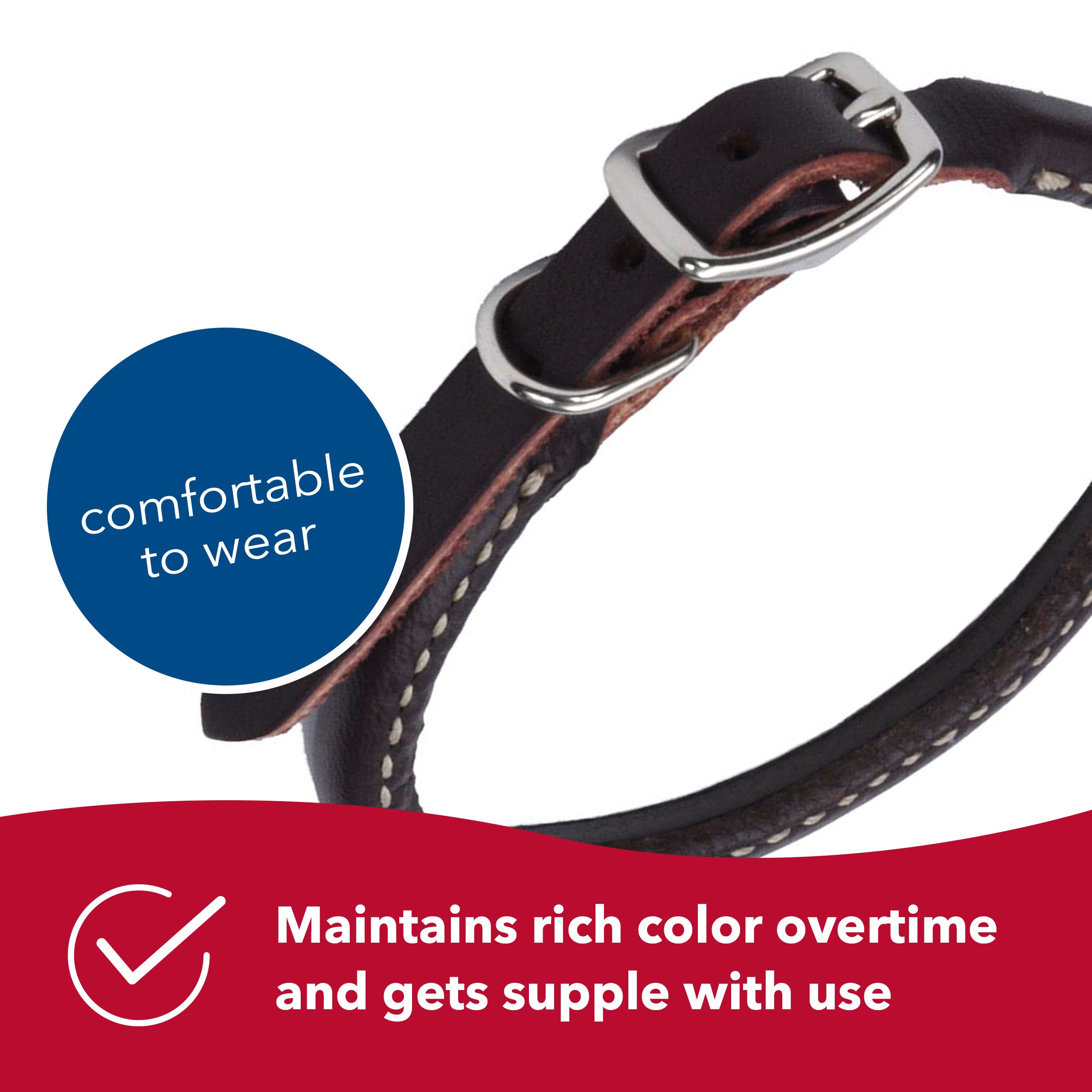 Coastal Pet Products 2205 Leather Latigo Round Dog Collar, 5/8 By 16-Inch