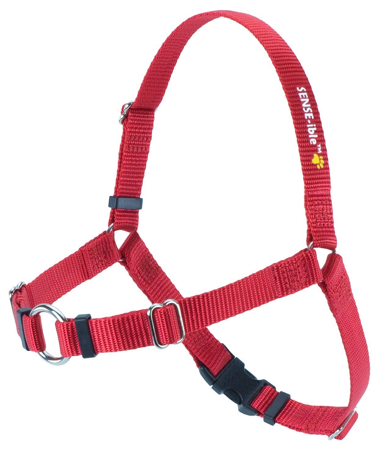 Softouch No-Pull Dog Harness - Medium Red Nylon - Model ST09
