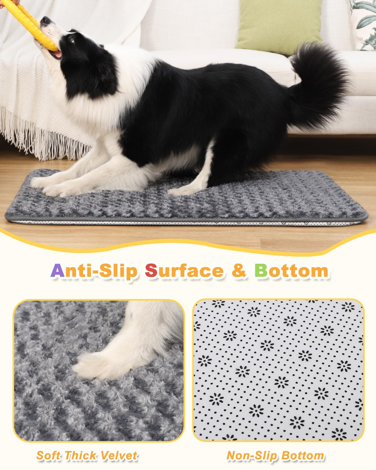 Dog Bed For Crate High Resilience Foam Crate Pad Mat For Medium Large Dogs Washable Anti-Slip,35'' X 22'',Dark Gray