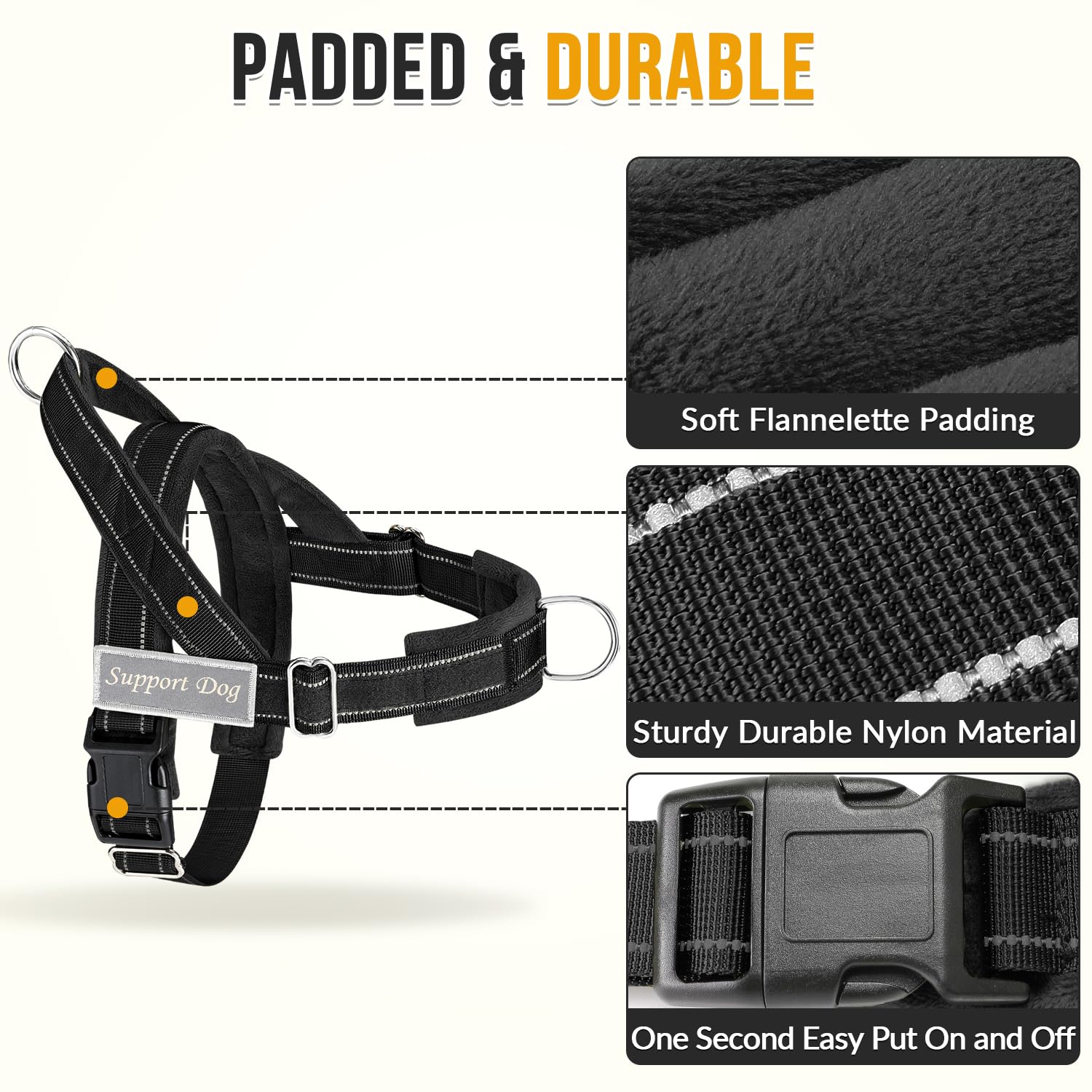 Slowton No Pull Dog Harness - Heavy Duty Dog Harness And Leash Set For Medium Large Dogs, Reflective Tactical Harness With Soft