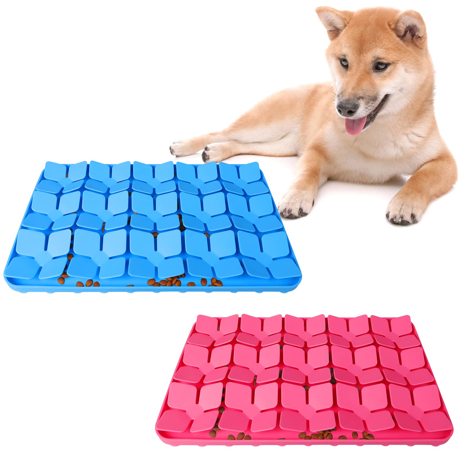 Snuffle Mat for Dogs 2 Pack,Silicone Interactive Dog Mat No Hurt for Dogs Nose for Smell Training and Slow Eating,Encourages Na