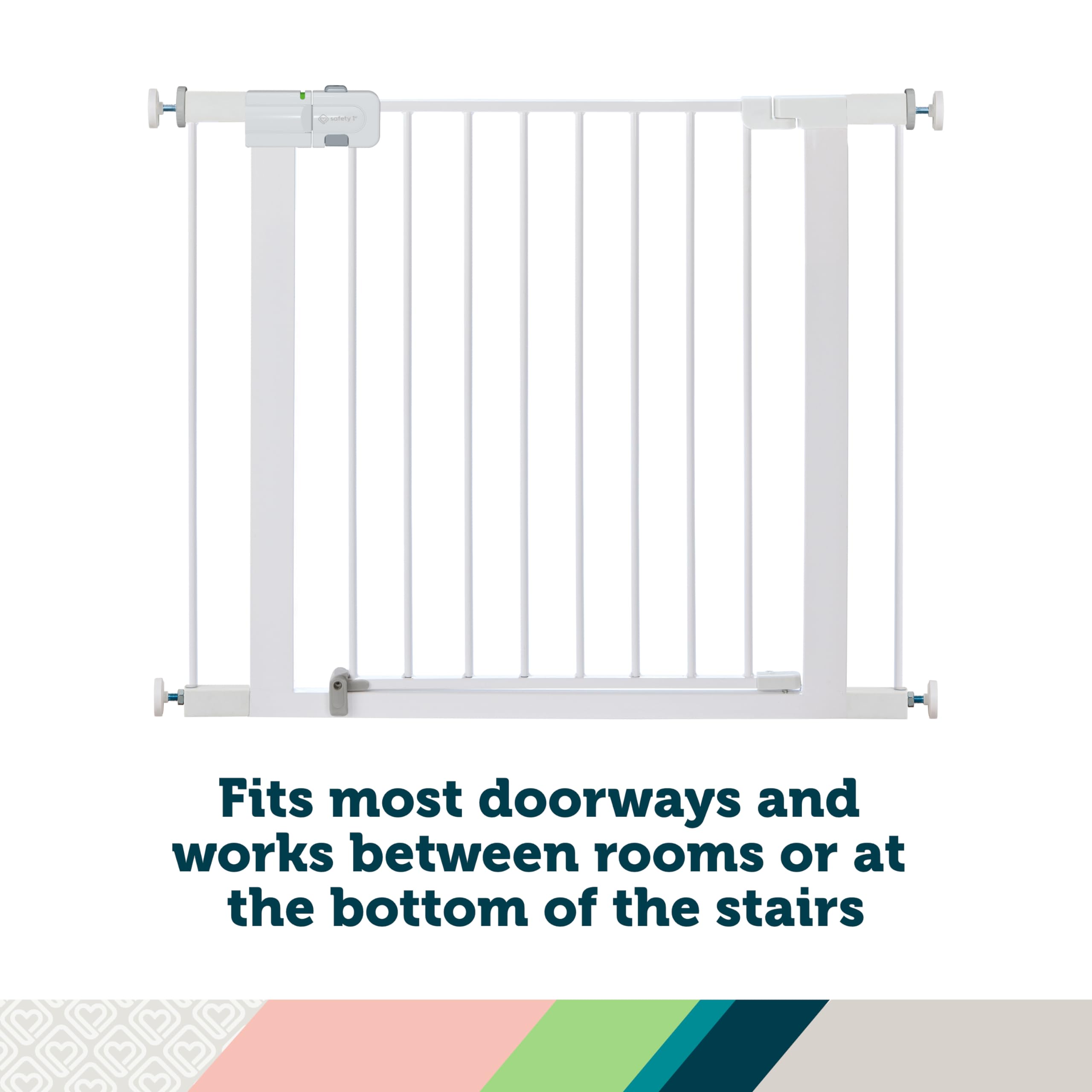 Midwest Homes For Pets 39 Inches Tall Walk-Through Steel Pet Gate, Pressure Mounted Dog Gate Measures 29 - 38 Inches Wide & Includes Two 3-Inch-Wide Extensions, Graphite