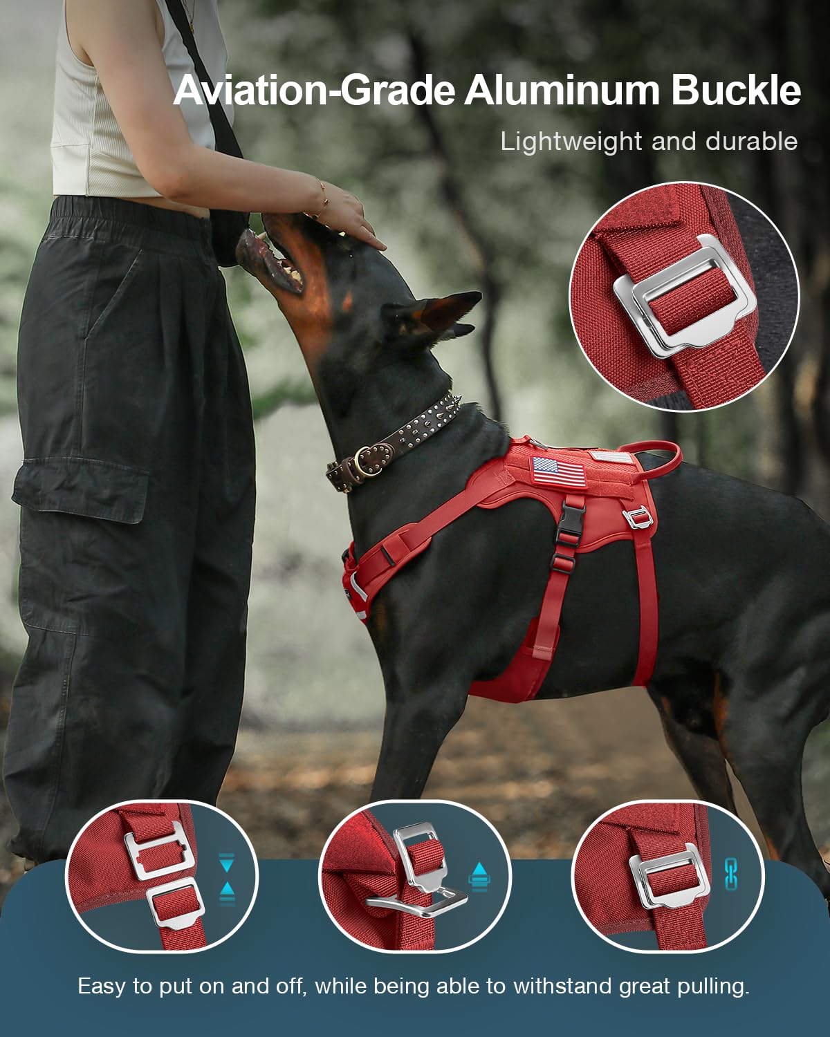 FAYOGOO Tactical Dog Harness for Large Dogs - Dog Harness Escape Proof with Handle - No Pull Military Service Dog Vest with Remo