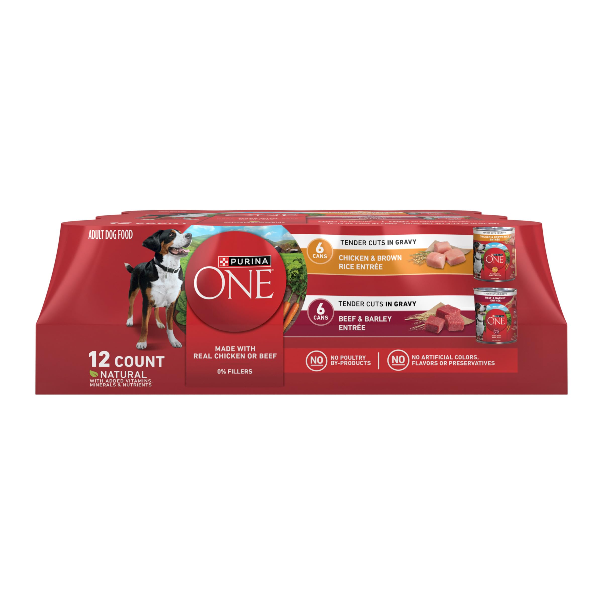 Purina ONE Tender Cuts in Gravy Chicken and Brown Rice and Beef and Barley Entrees High Protein Wet Dog Food Variety Pack (Pack 