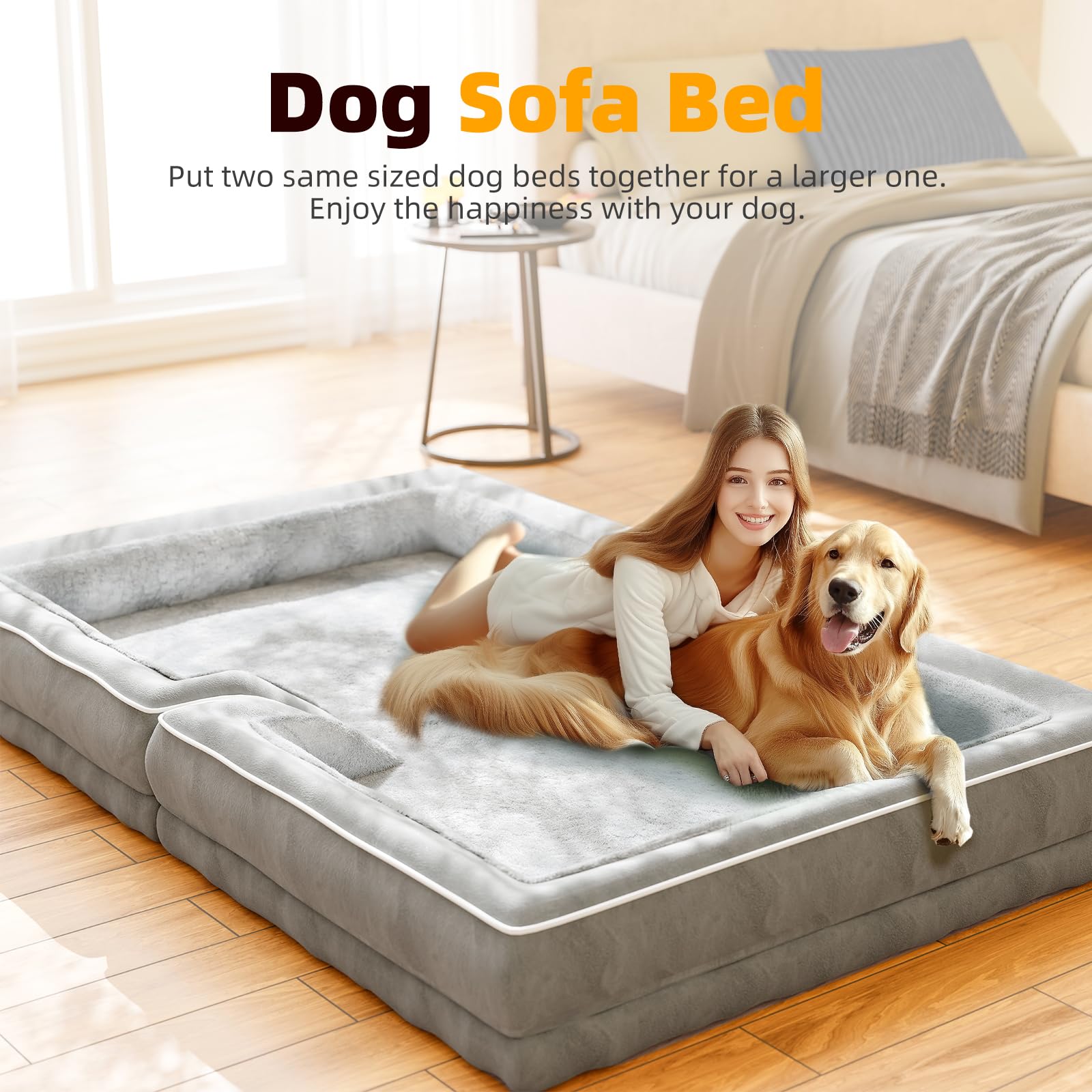 Simple Trending Orthopedic Dog Beds For Extra Large Dogs, Non-Slip And Egg-Crate Foam Big Dog Couch Bed With Washable Removable
