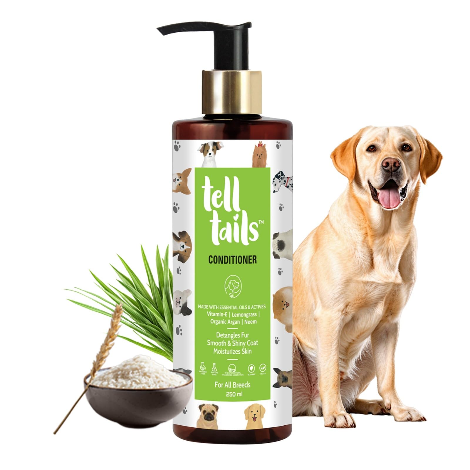 Tell Tails 5-In-1 Dog Conditioner - 250Ml - For Shih Tzu & All Breeds - Detangles, Softens, Repairs, Shines & Moisturizes - Arga