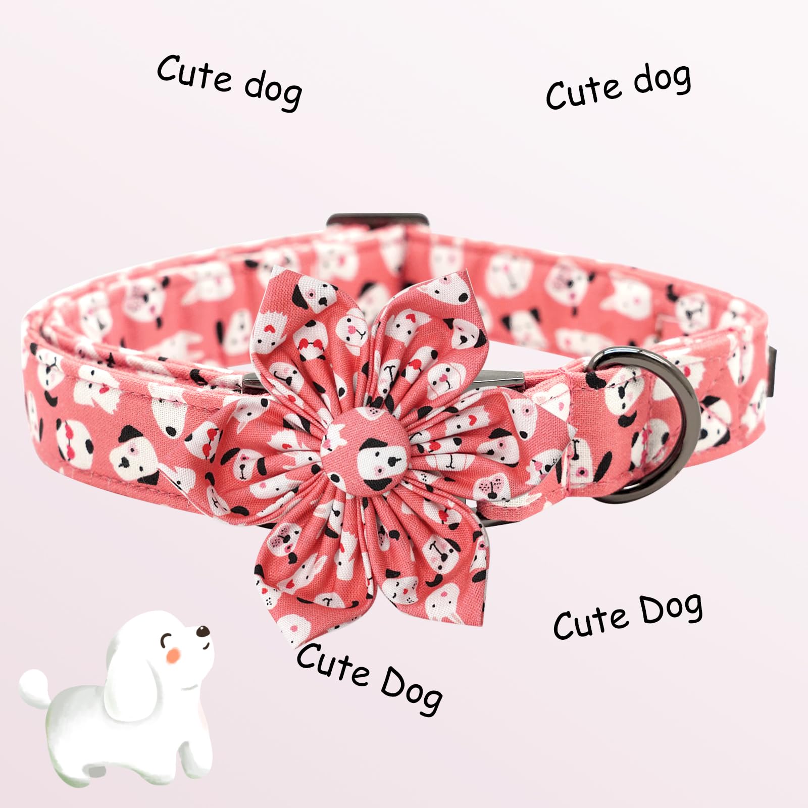 Elegant little tail Dog Collar with Flower, Flower Girl Dog Collar for Female Dogs, Cute Dog Pet Collar Gift Adjustable Dog Coll