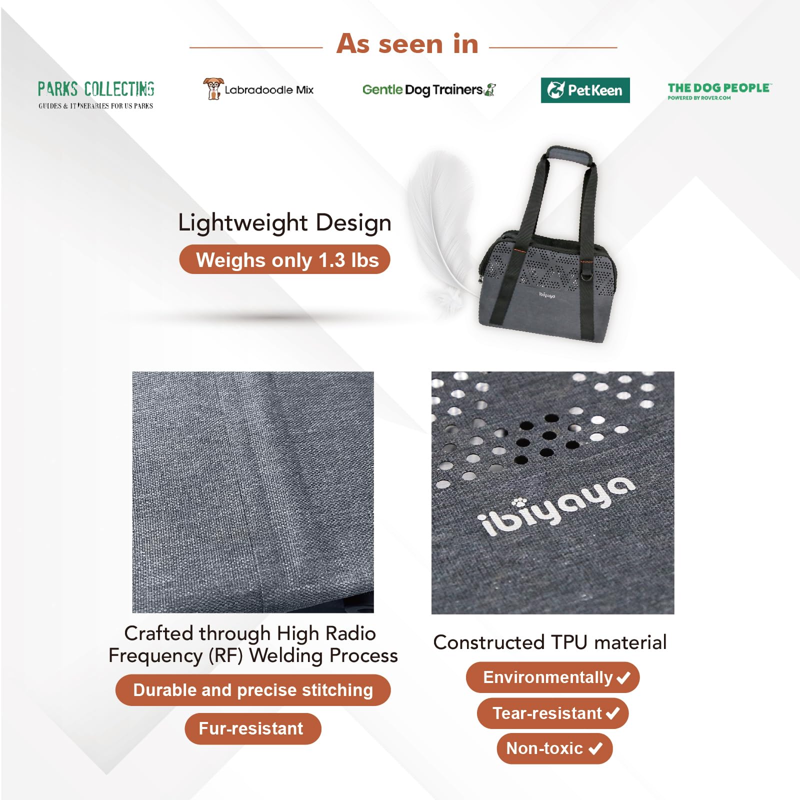 ibiyaya Small Dog Carrier Bag - Travel-Friendly, Water-Repellent, Medium Size, Black, Model FC2392-G