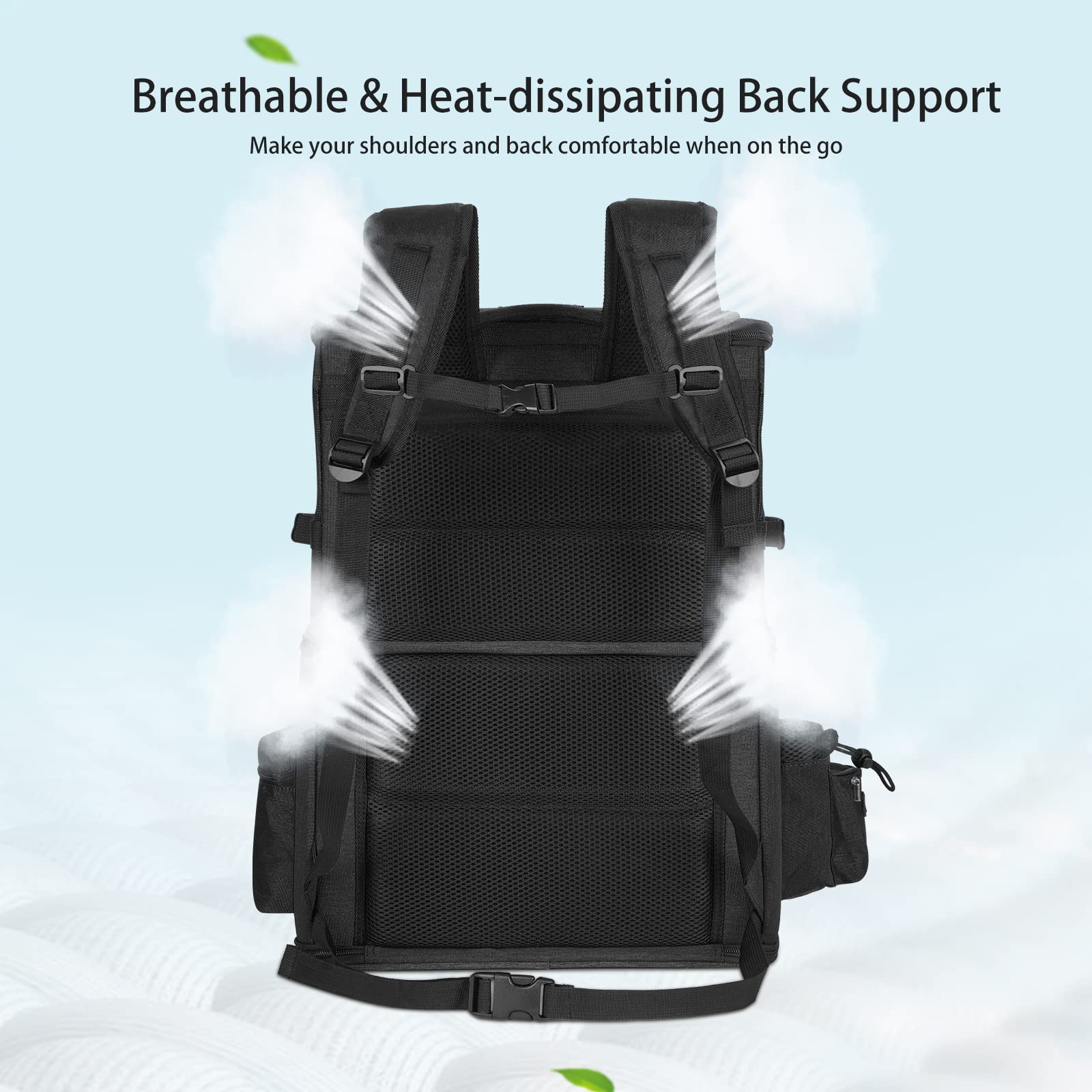 Hovono Double-Compartment Pet Carrier Backpack For Small Cats And Dogs, Cat Travel Carrier For 2 Cats, Perfect For Traveling/Hiking/Camping, Black