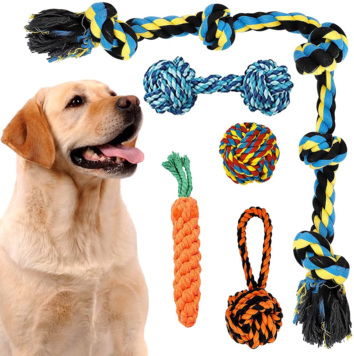 Dog Trust Dog Toys For Aggressive Chewers Tough With Heavy Rope Toys, Interactive Rope Toys Pack Of 5 (Color May Vary)