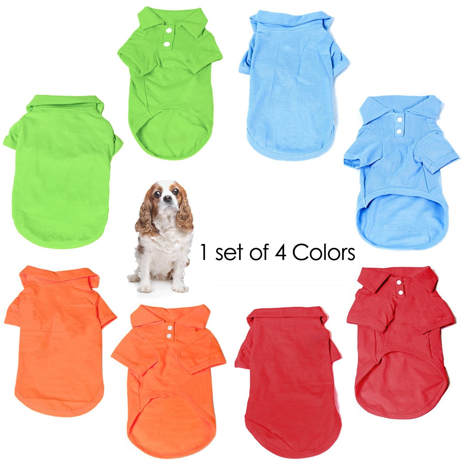 Kingmas 4 Pack Dog Shirts Pet Puppy T-Shirt Clothes Outfit Apparel Coats Tops - X-Small