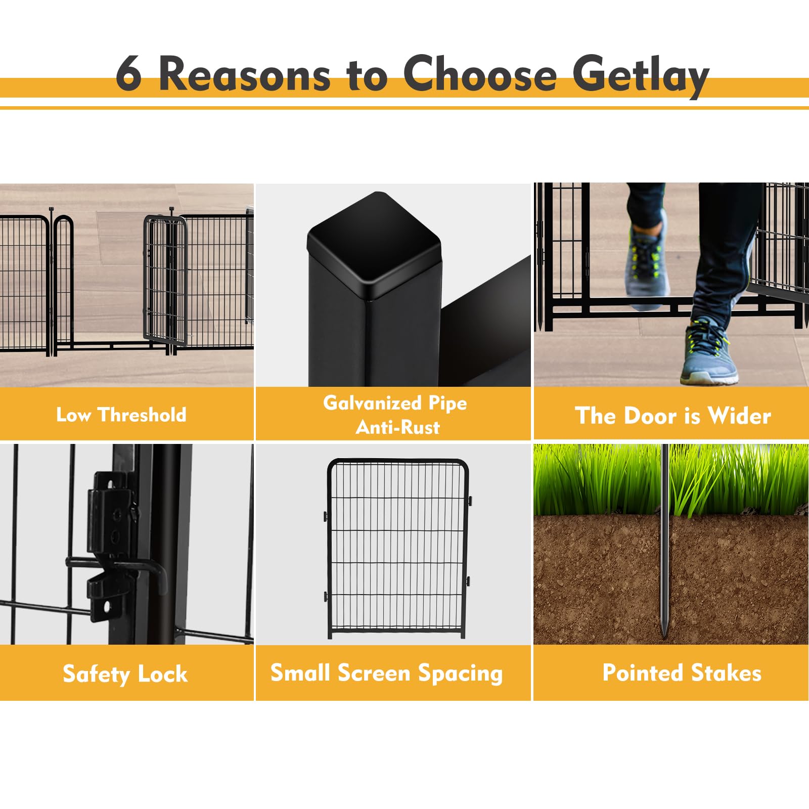 Getlay Dog Playpen 32 inch(H) 4 Panels Dog Fence Outdoor for Yard. Metal Dog Pen Heavy Duty Pet Puppy Exercise Pen for Rv Campin