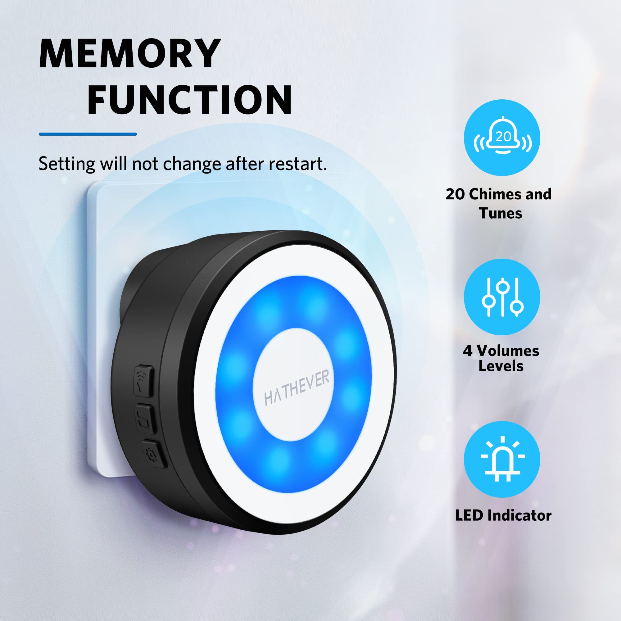 Hathever Dog Bell For Door Potty Training, Wireless Doggie Door Bell Operating At 1000 Feet With Chew Resistant Ip65 Waterproof Touch Button, 4 Notification Modes