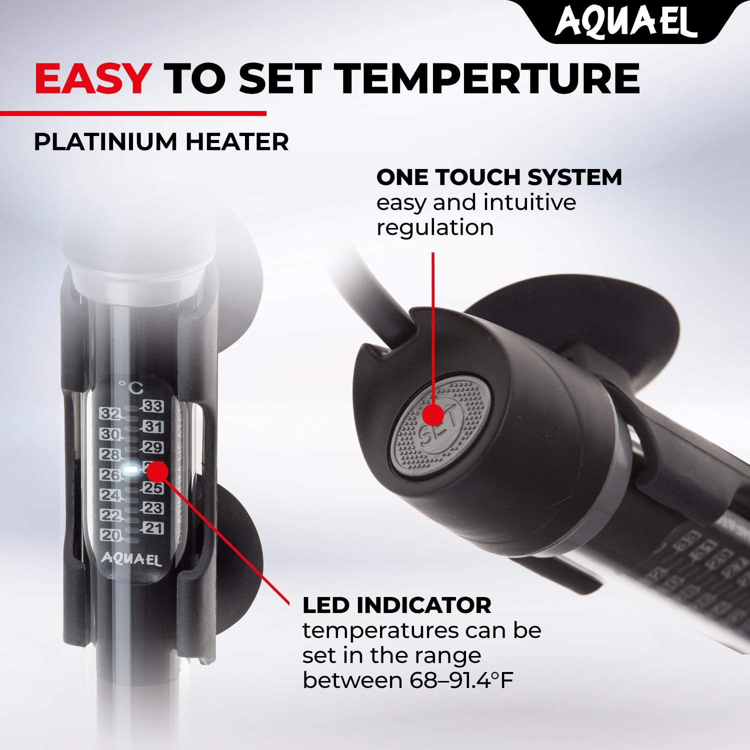 Aquael Platinium Aquarium Heater For Freshwater & Saltwater Aquariums - 25 Watt, 3-7 Gallons