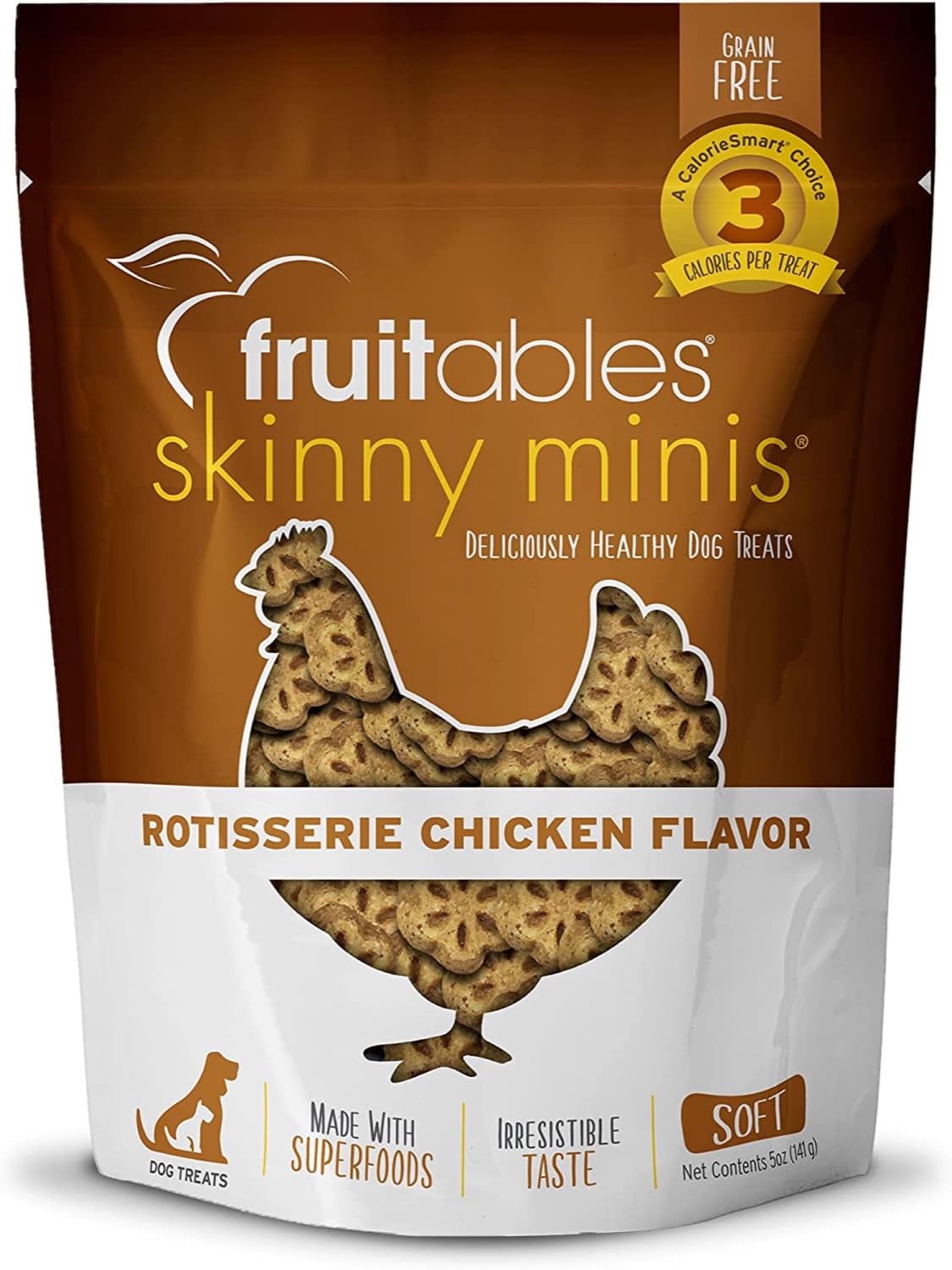 Fruitables Skinny Mini Dog Treats - Healthy Treats for Dogs - Low Calorie Training Treats - Free of Wheat, Corn and Soy - Rotiss
