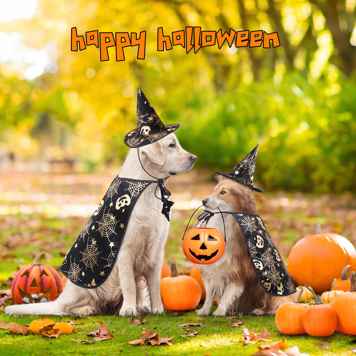 Pet Halloween Costumes Cape With Wizard Hat Dog Cat Halloween Apparels (Size S)