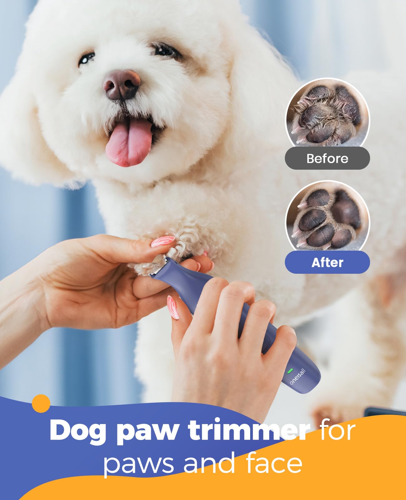 Oneisall Dog Clippers & Dog Paw Trimmer 4-In-1 Cordless Grooming Kit: 2-Speed Low Noise Clippers With Rechargeable Quiet Nail Gr