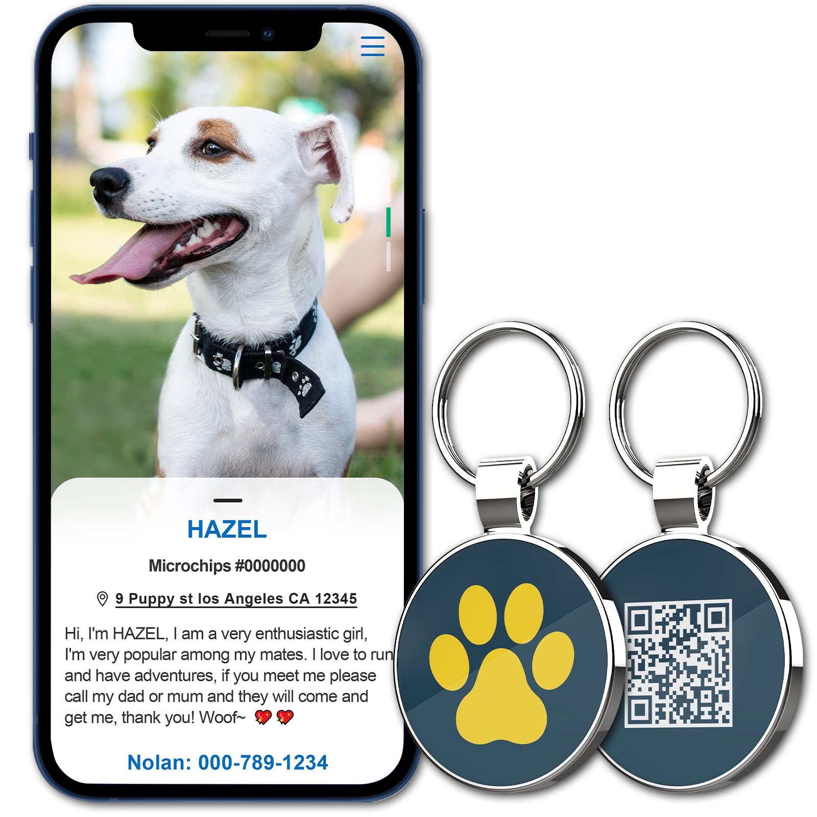 MYLUCKYTAG QR Code Pet ID Tags Dog Tags - Pet Online Profile - Scan QR Receive Instant Pet Location Alert Email