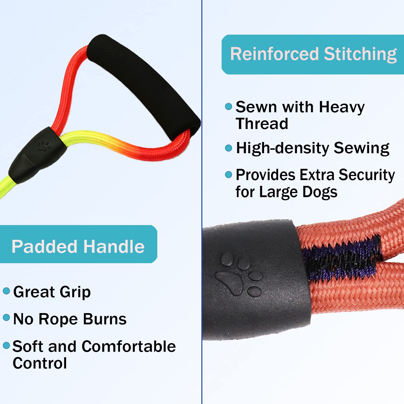 Sonqueen Heavy Duty 3 Dog Leash No Tangle Detachable 360° Swivel Device Multiple Dog Leash With Padded Handle For Two/Three Pets